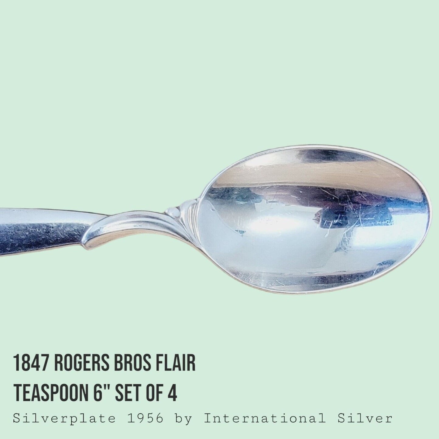Vintage 1847 Rogers Bros FLAIR Silverplate Teaspoons 6" MCM SET of 4