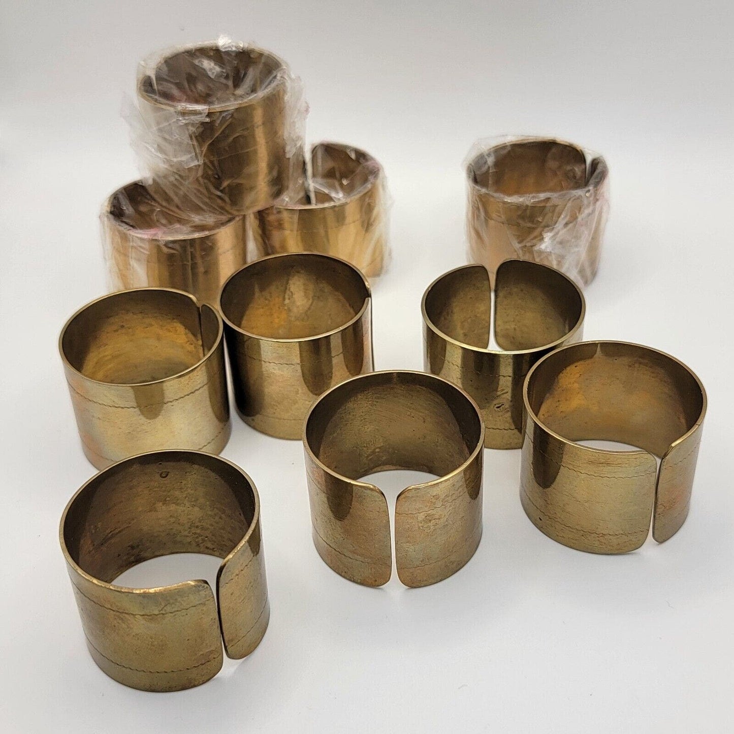 Set of 10 Solid Brass Color Napkin Ring Holders Holiday Table Decor