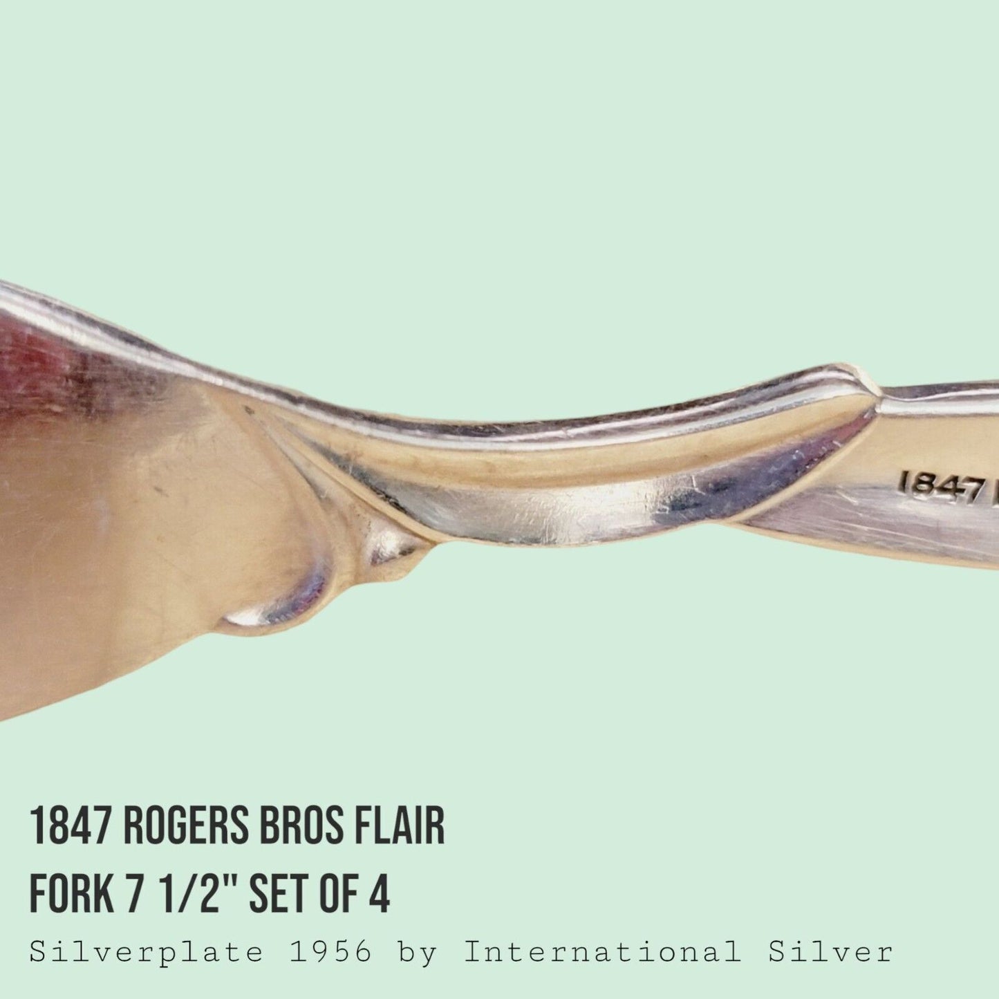 Vintage 1847 Rogers Bros FLAIR Silverplate Dinner Forks 7 1/2" MCM SET of 4