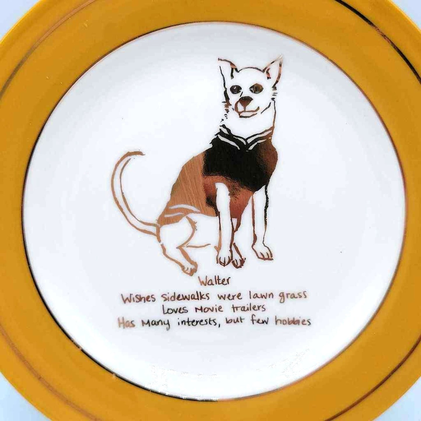 Anthropologie Walter Dog Biography Side Plate, Anthropologie Dog Plate