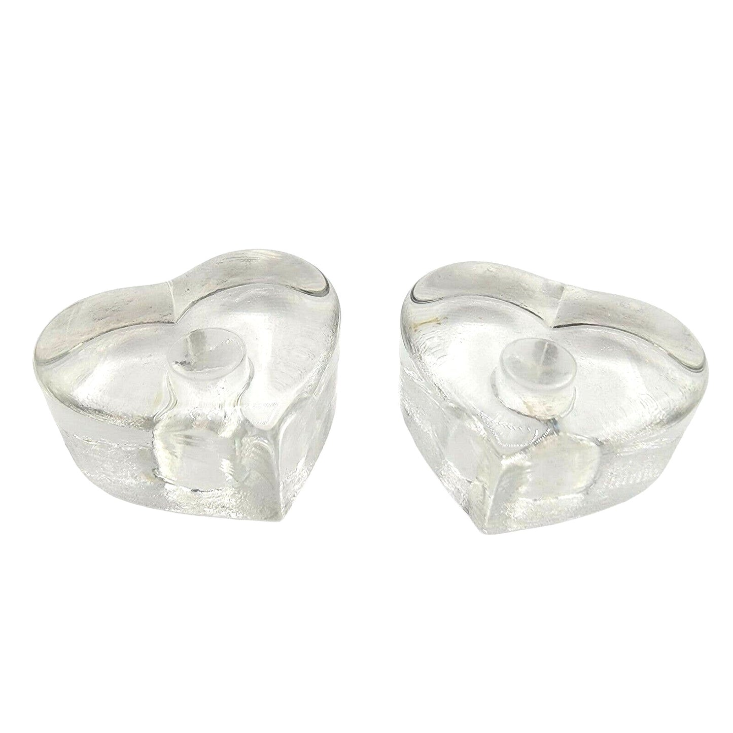 Thick Glass Heart-Shaped Candle Holders Set of 2 Glass Heart Candle Holders