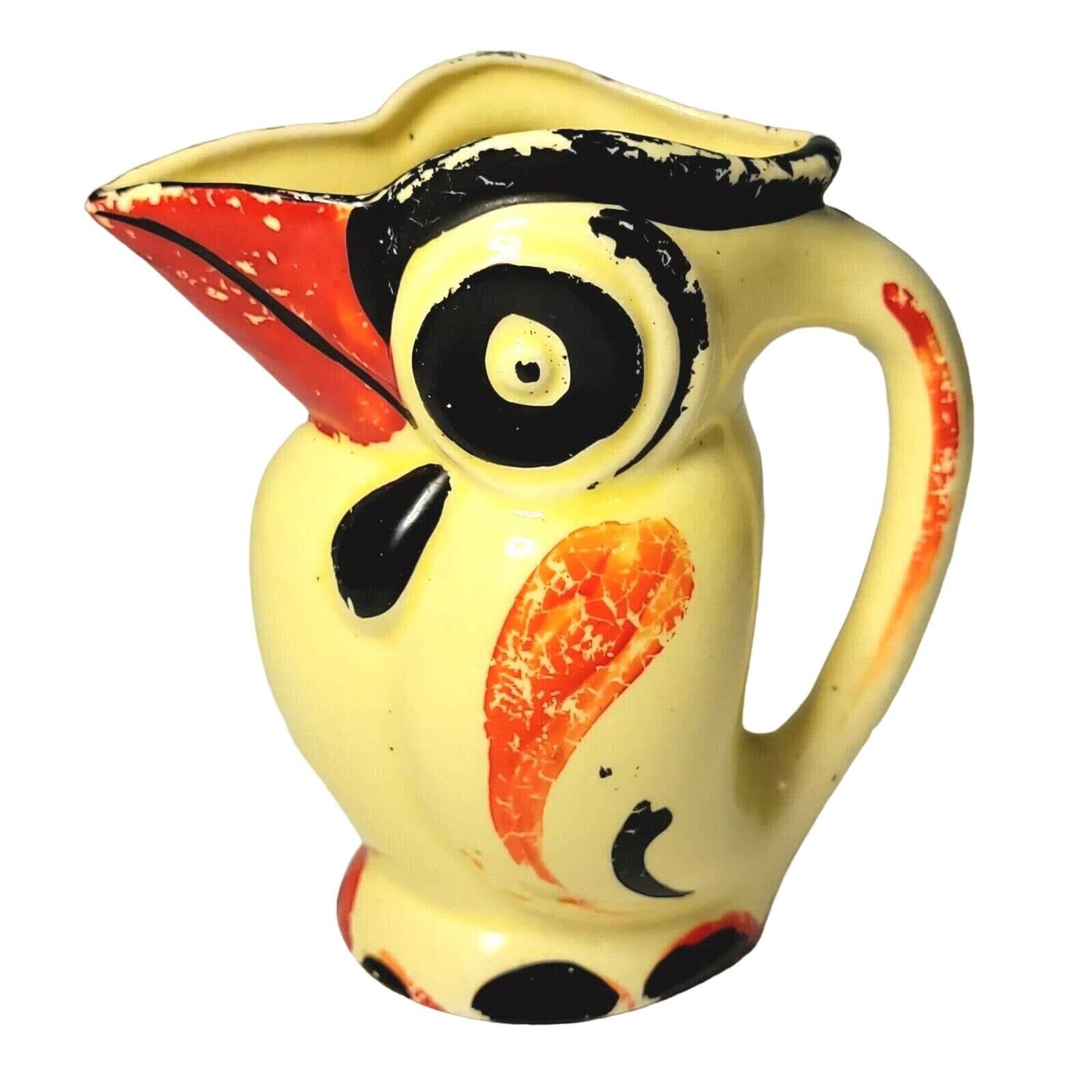 Vintage Deco Ceramic Toucan, Parrot, Kookaburra Rustic Art Deco Pitcher Creamer