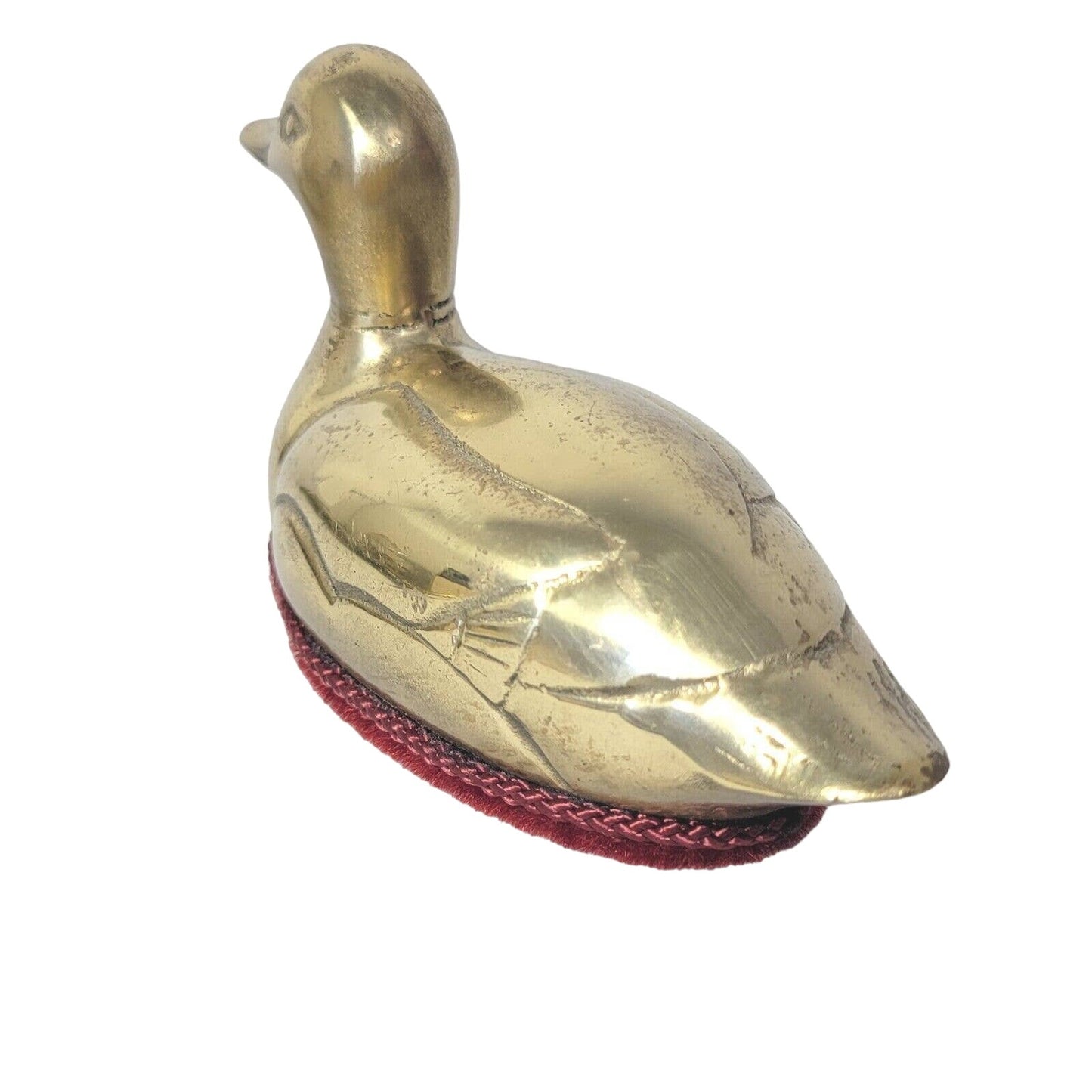 Vintage Brass Duck Lint Brush Paperweight Mallard Figurine Mr Man 1983 Office