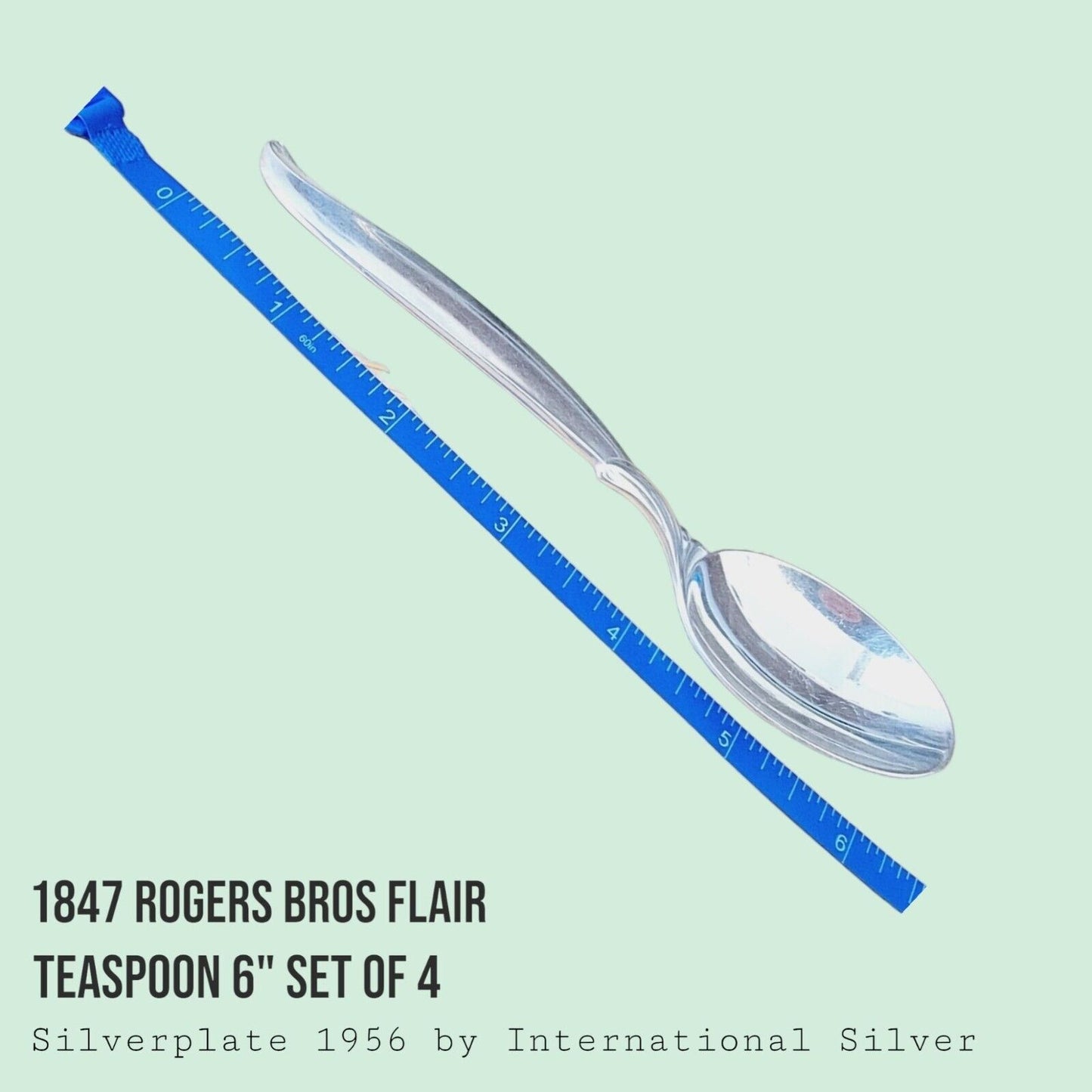 Vintage 1847 Rogers Bros FLAIR Silverplate Teaspoons 6" MCM SET of 4