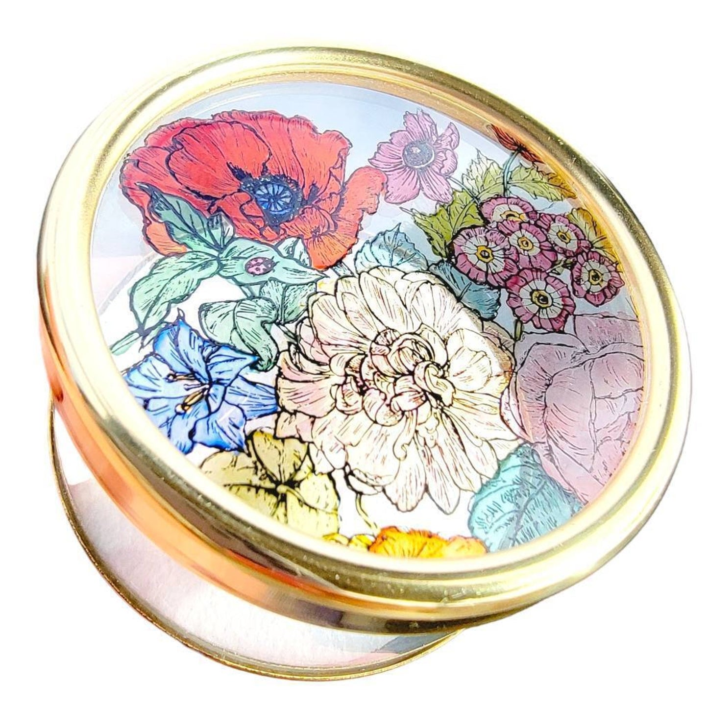 Vintage Decorative Stained Glass Scotland Floral Trinket Box Hand Painted 2 3/4"