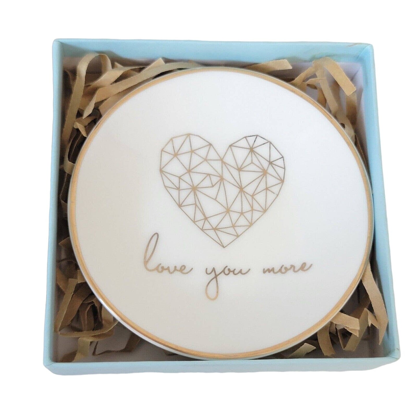 Trinket Dish 3” Love You More Lucky Feather Ring Dish Gift Box