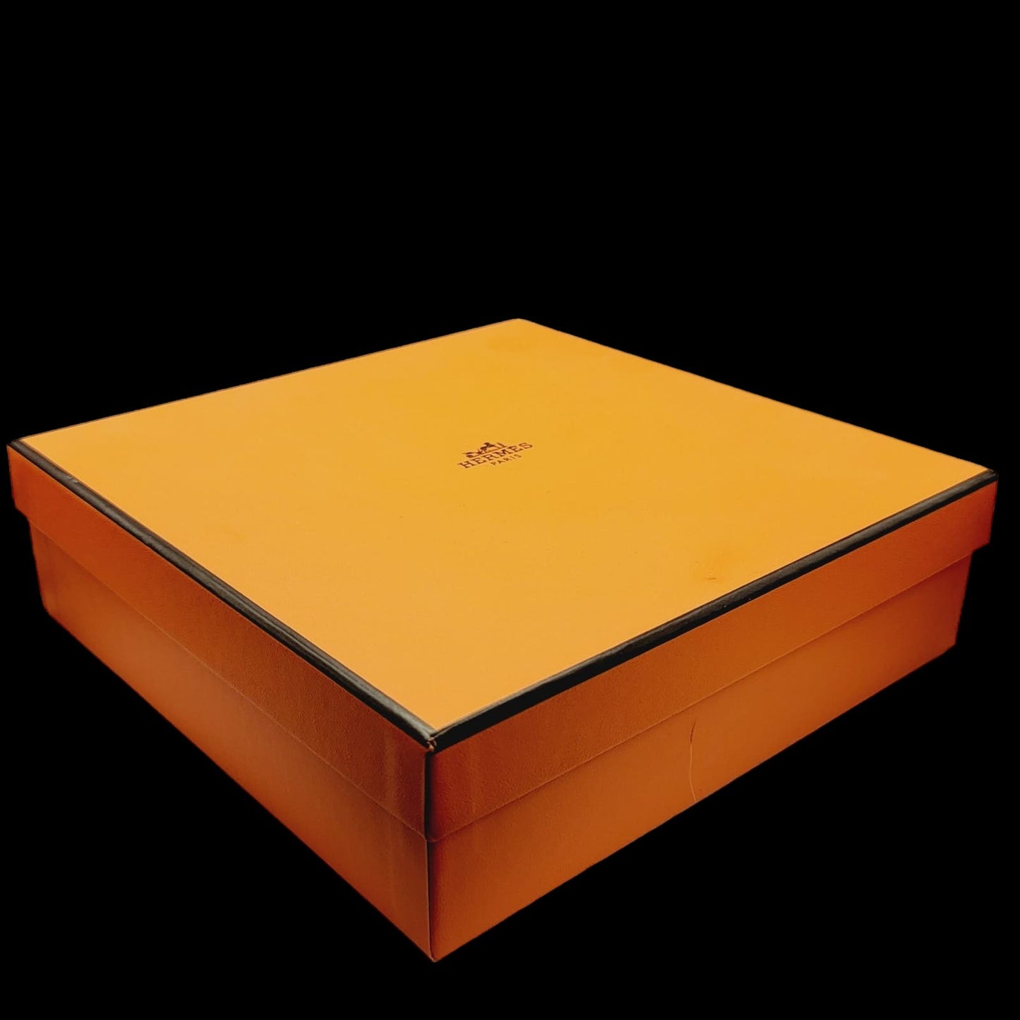 HERMES Paris 1178 Empty Gift Jewelry Case Storage Box Only Orange Black 8"x8"