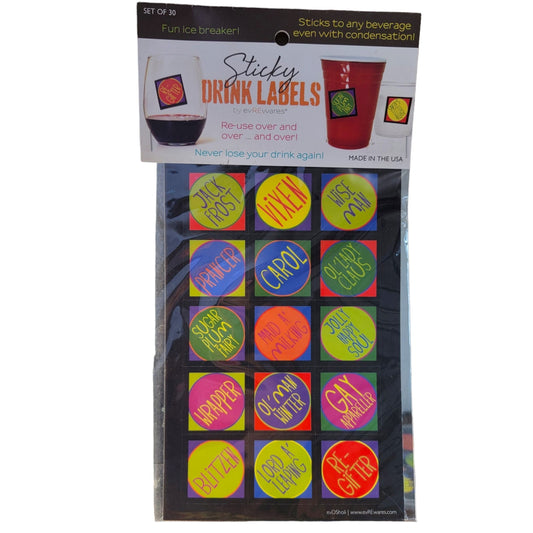 30 Reusable Holiday Drink Labels Sticky Drink Labels Reusable Holiday Barware