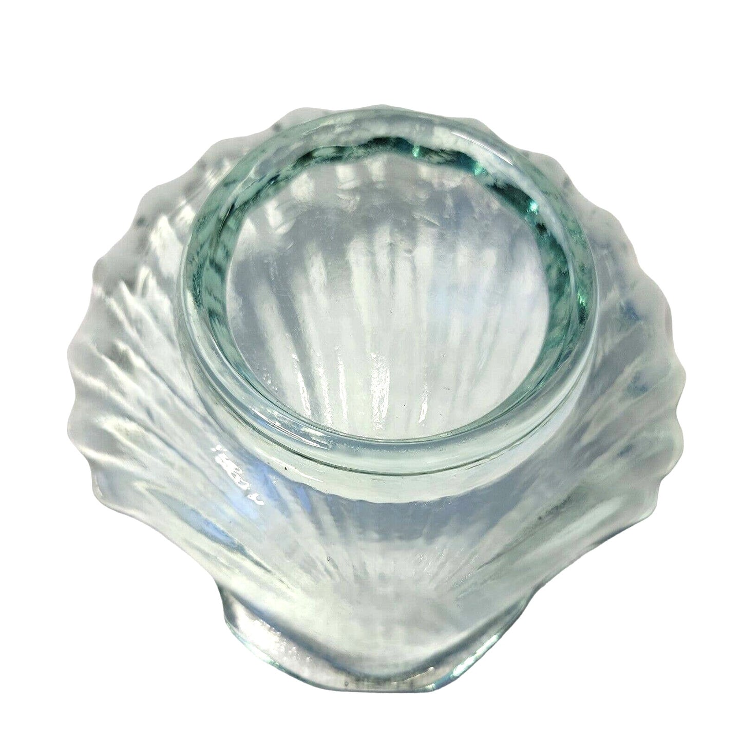 RECYCLED Glass SHELL trinket dish, Glass CLAMSHELL bowl 6" Coastal Decor