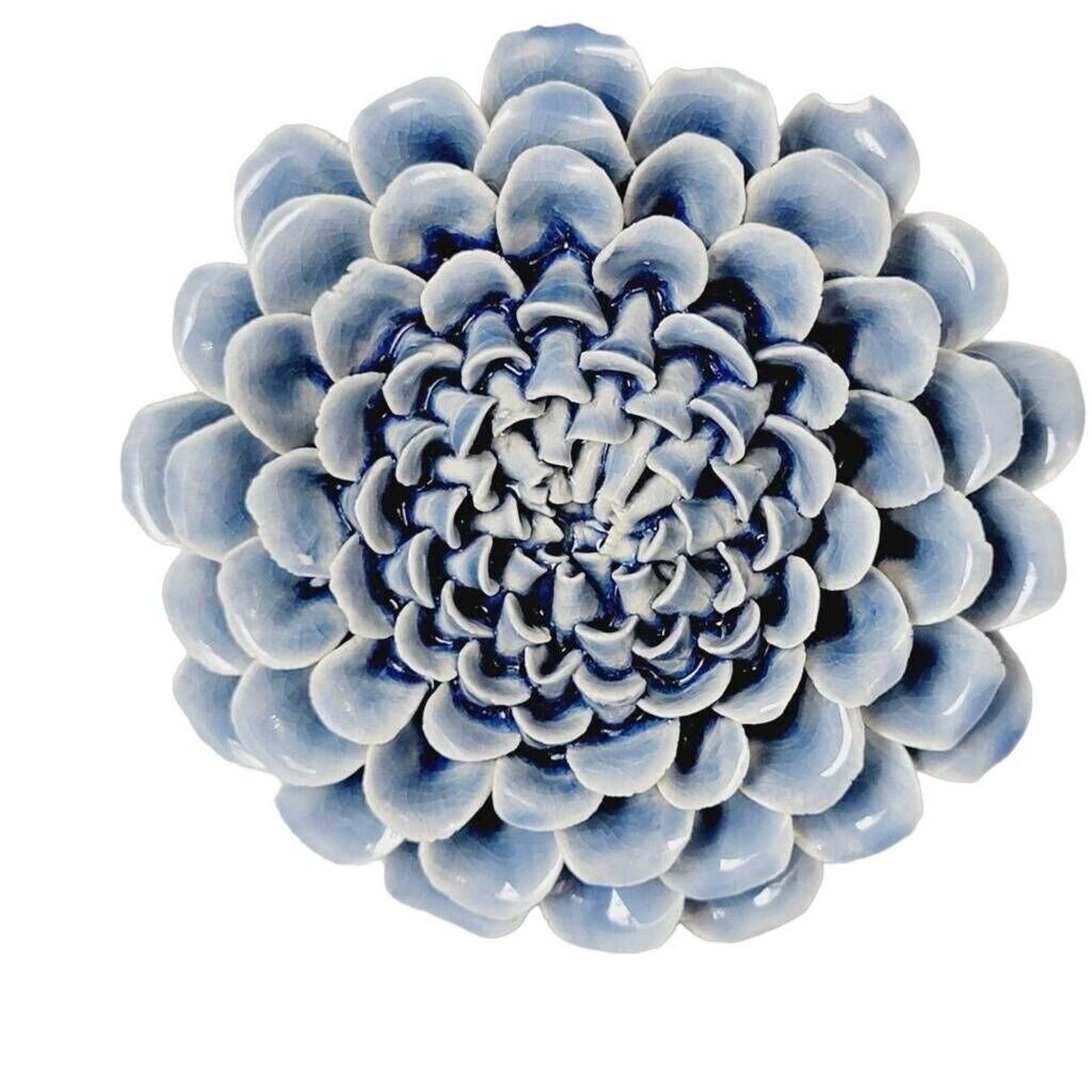 Jayson Home Zinnia Flower Ceramic Flower Decorative Paperweight Indigo Blue