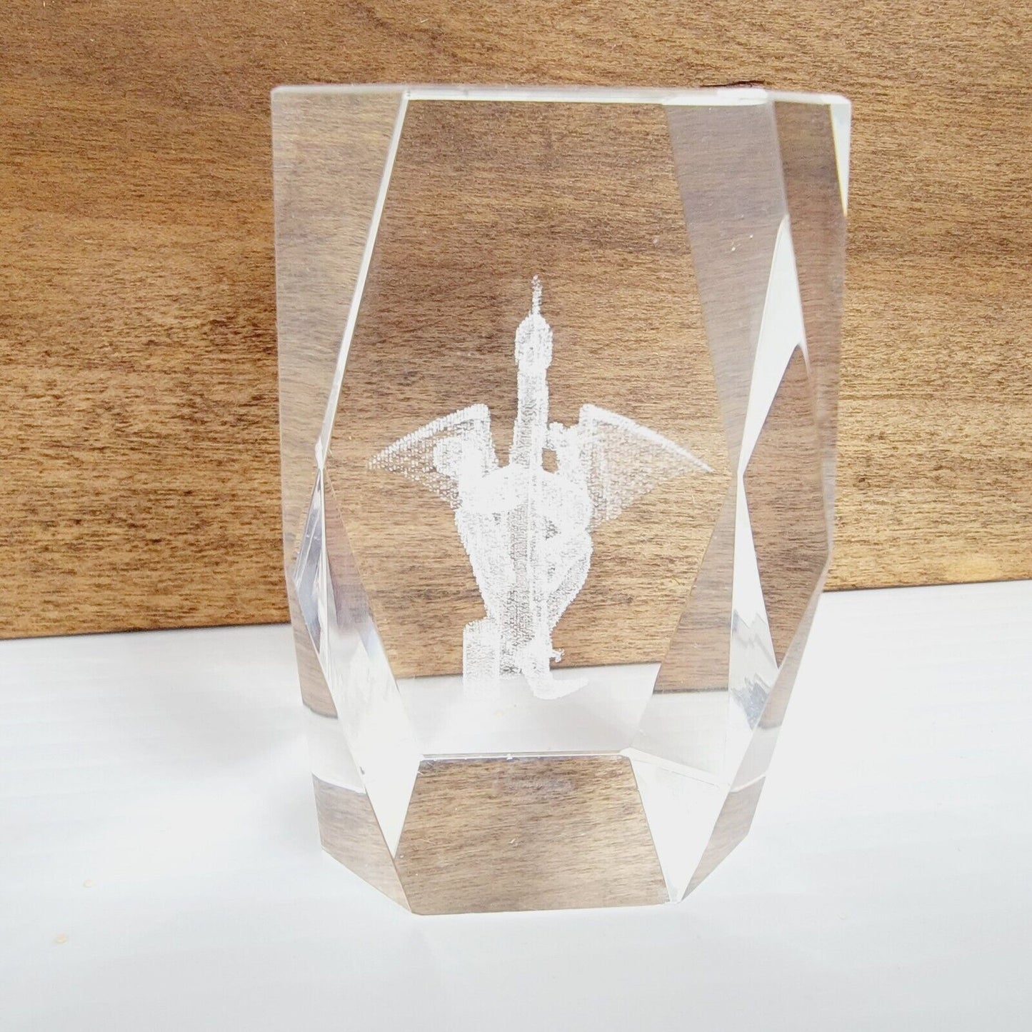 3D Laser Etched Dragon Glass Cube Paperweight See All Photos 3” Tall, AS IS