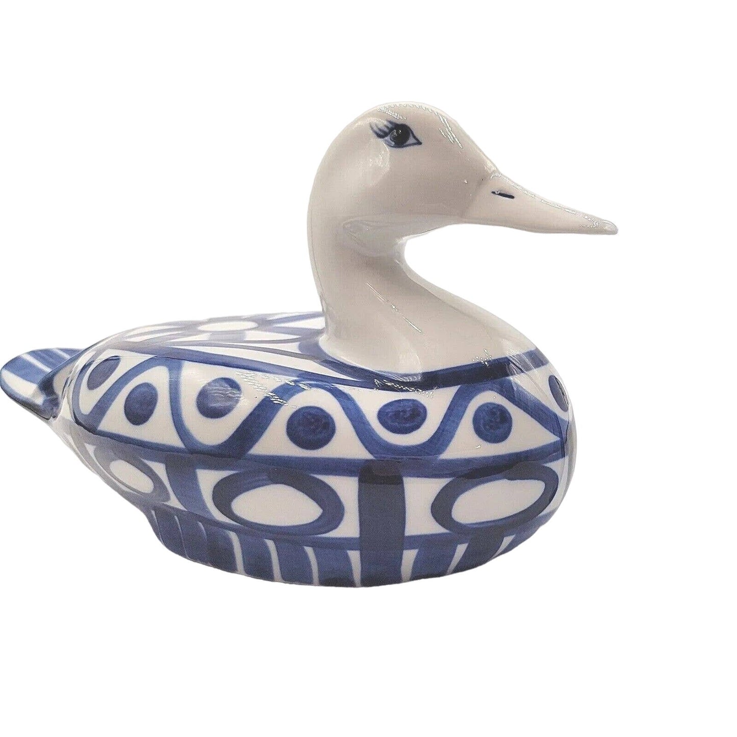 Vintage Dansk Duck Arabesque Blue & White Porcelain Duck Figurine