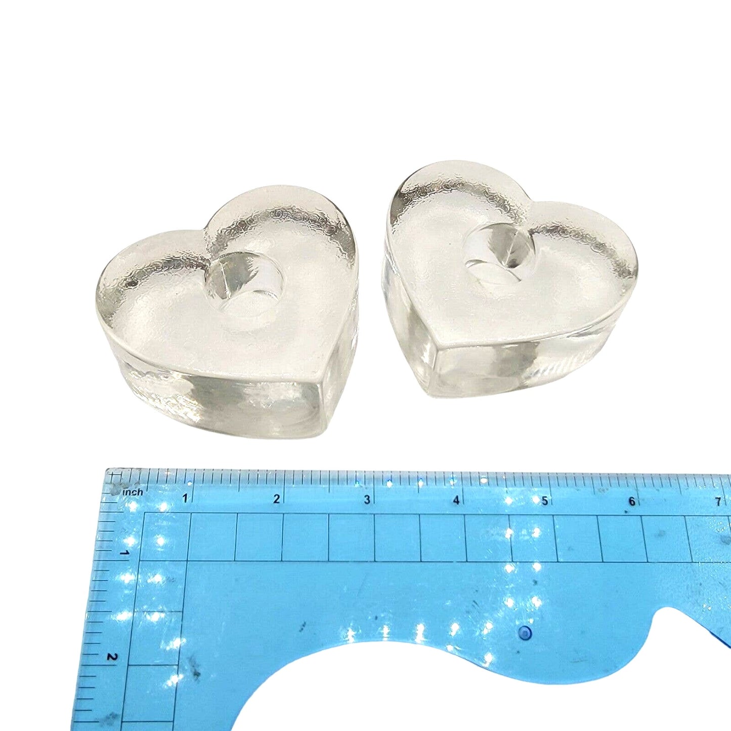 Thick Glass Heart-Shaped Candle Holders Set of 2 Glass Heart Candle Holders