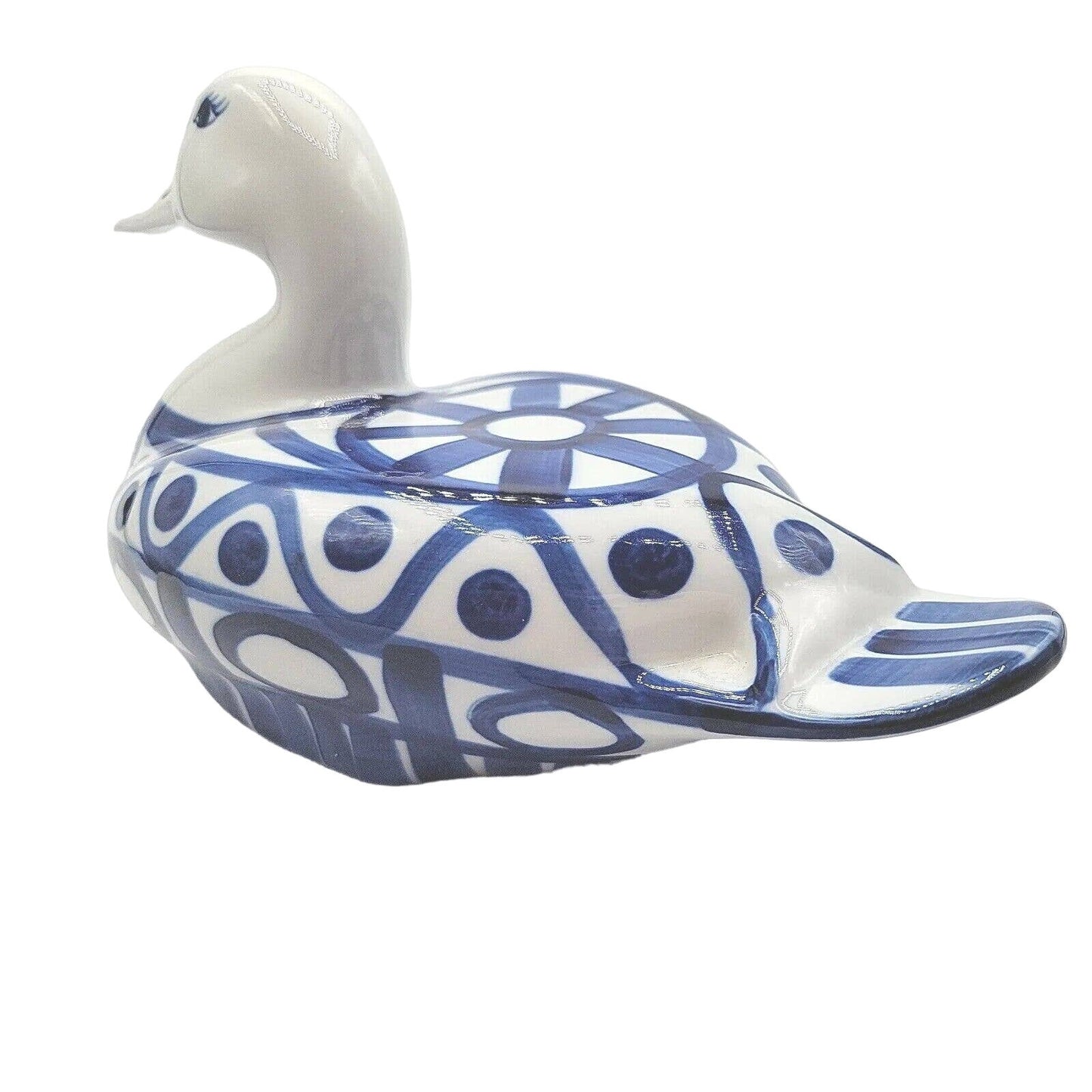 Vintage Dansk Duck Arabesque Blue & White Porcelain Duck Figurine