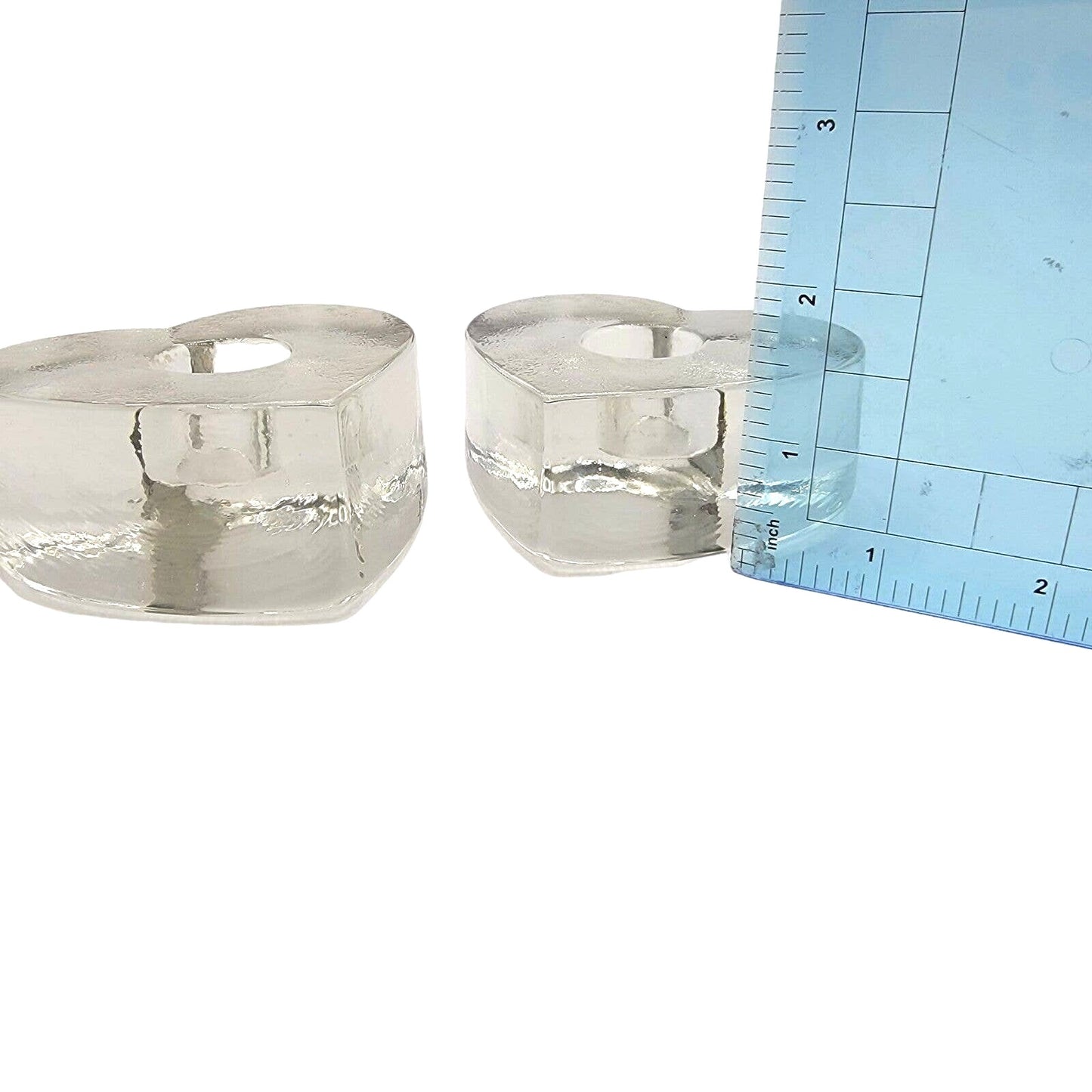 Thick Glass Heart-Shaped Candle Holders Set of 2 Glass Heart Candle Holders