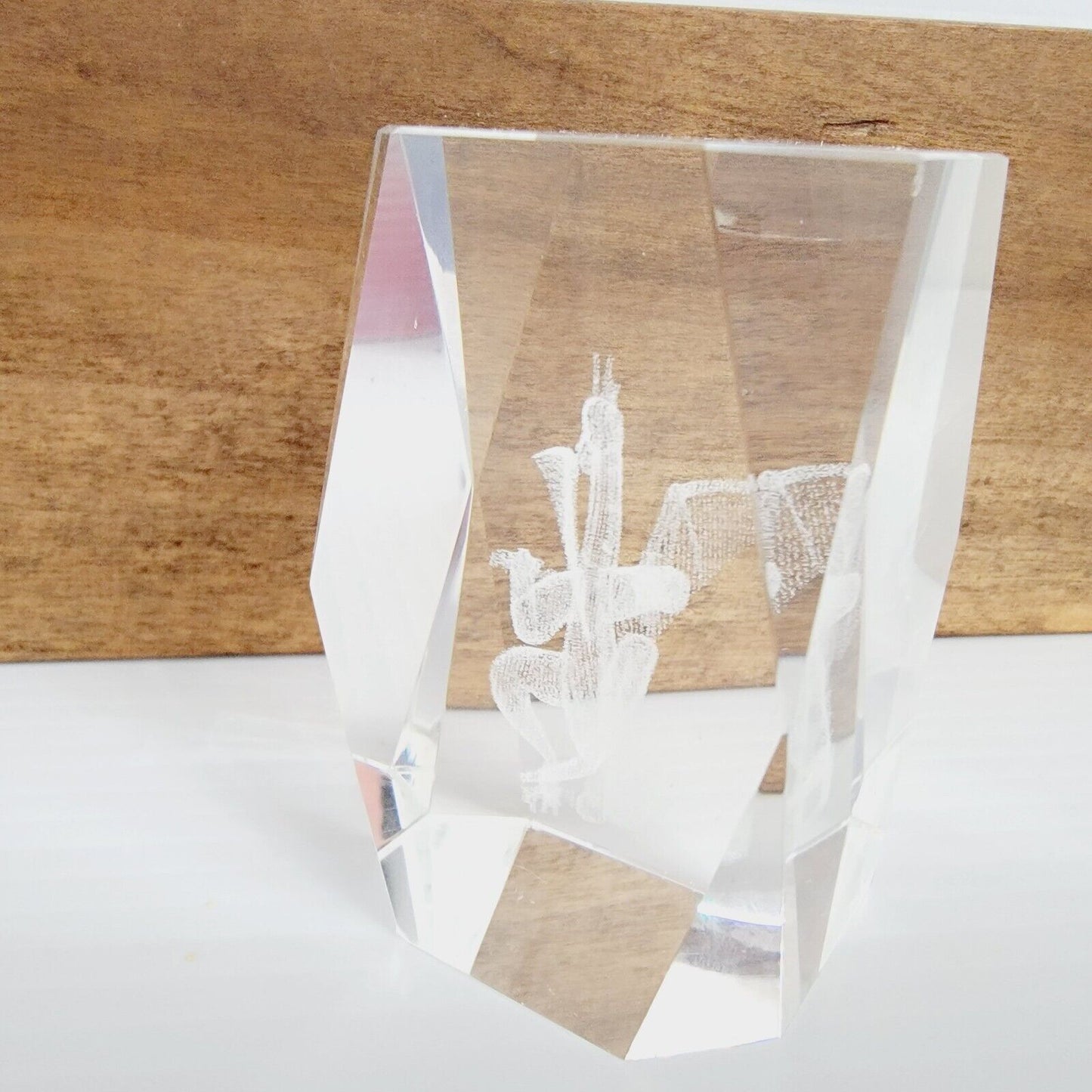 3D Laser Etched Dragon Glass Cube Paperweight See All Photos 3” Tall, AS IS