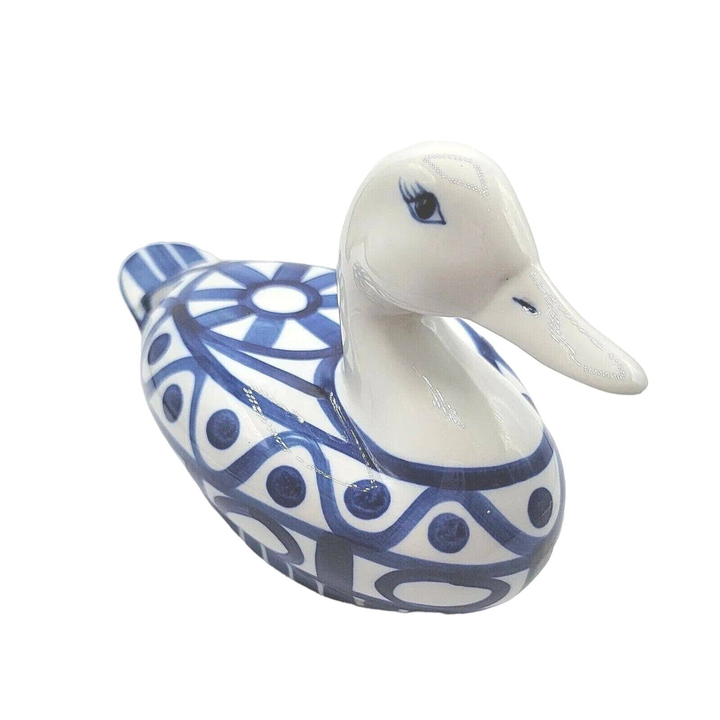 Vintage Dansk Duck Arabesque Blue & White Porcelain Duck Figurine