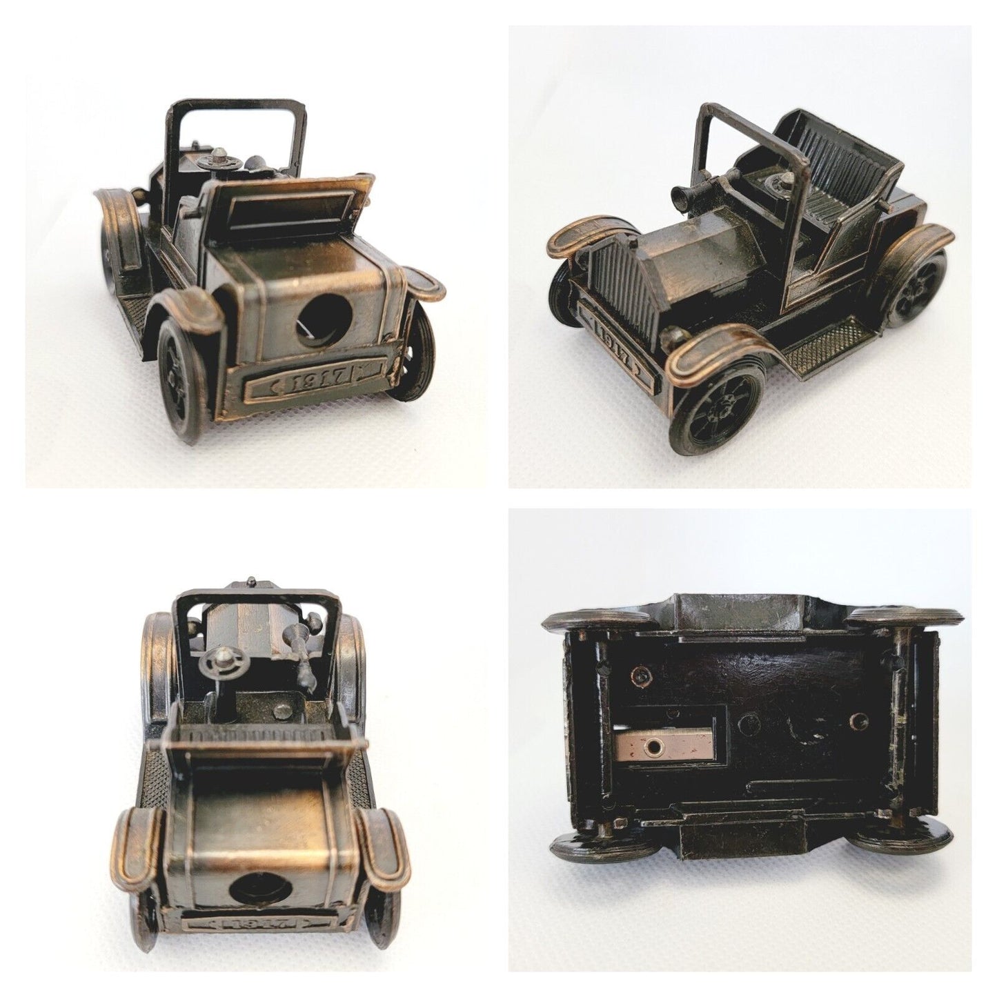 Antique Finished Die-Cast Miniature Pencil Sharpeners, Model T, Camera, Lot of 3