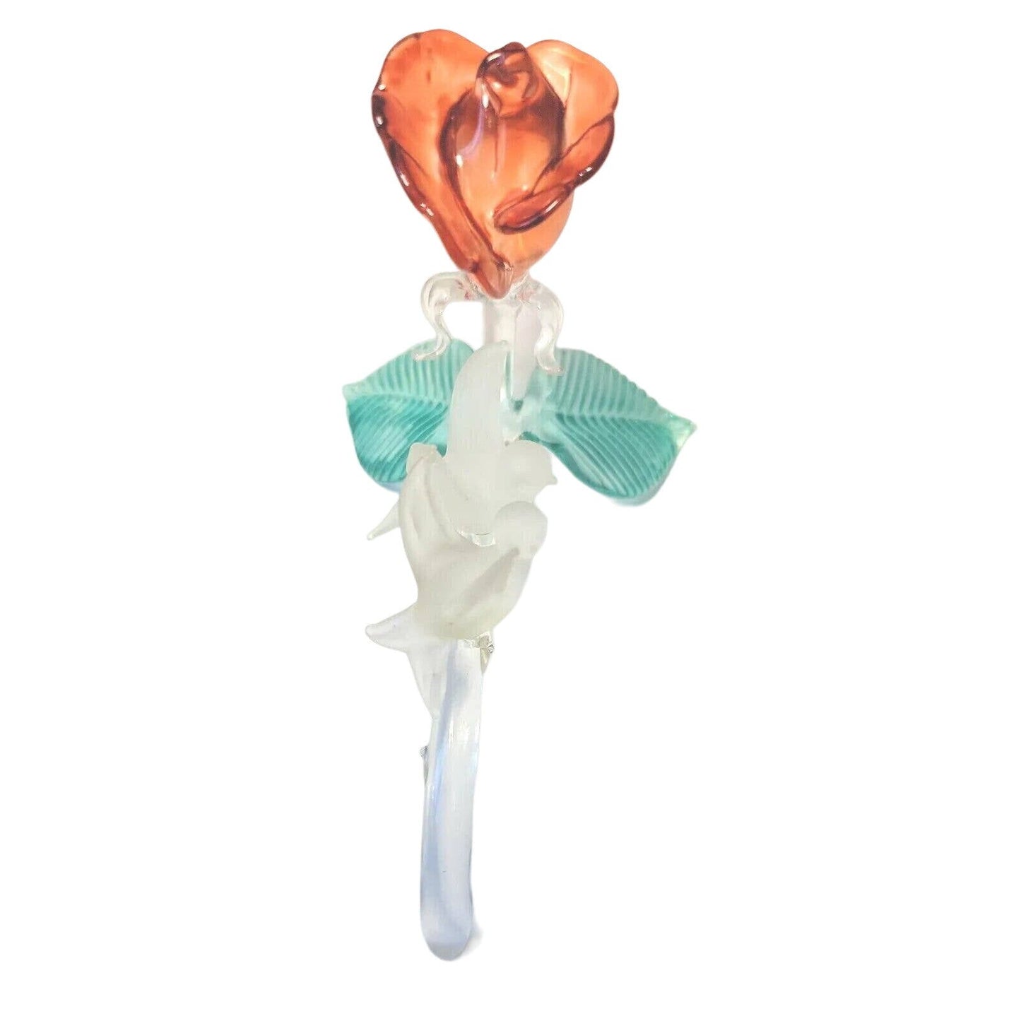 Glass Rose & Frosted Glass Birds, Doves Love Birds Glass Rose Valentine's Day