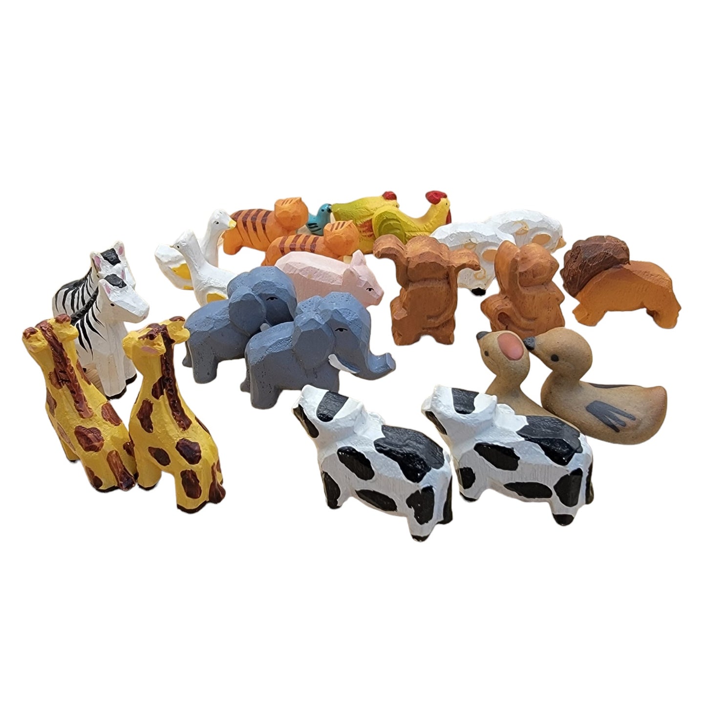 Noah’s Ark Hand Painted 24 Animals Hand Crafted Wooden Figurines Read