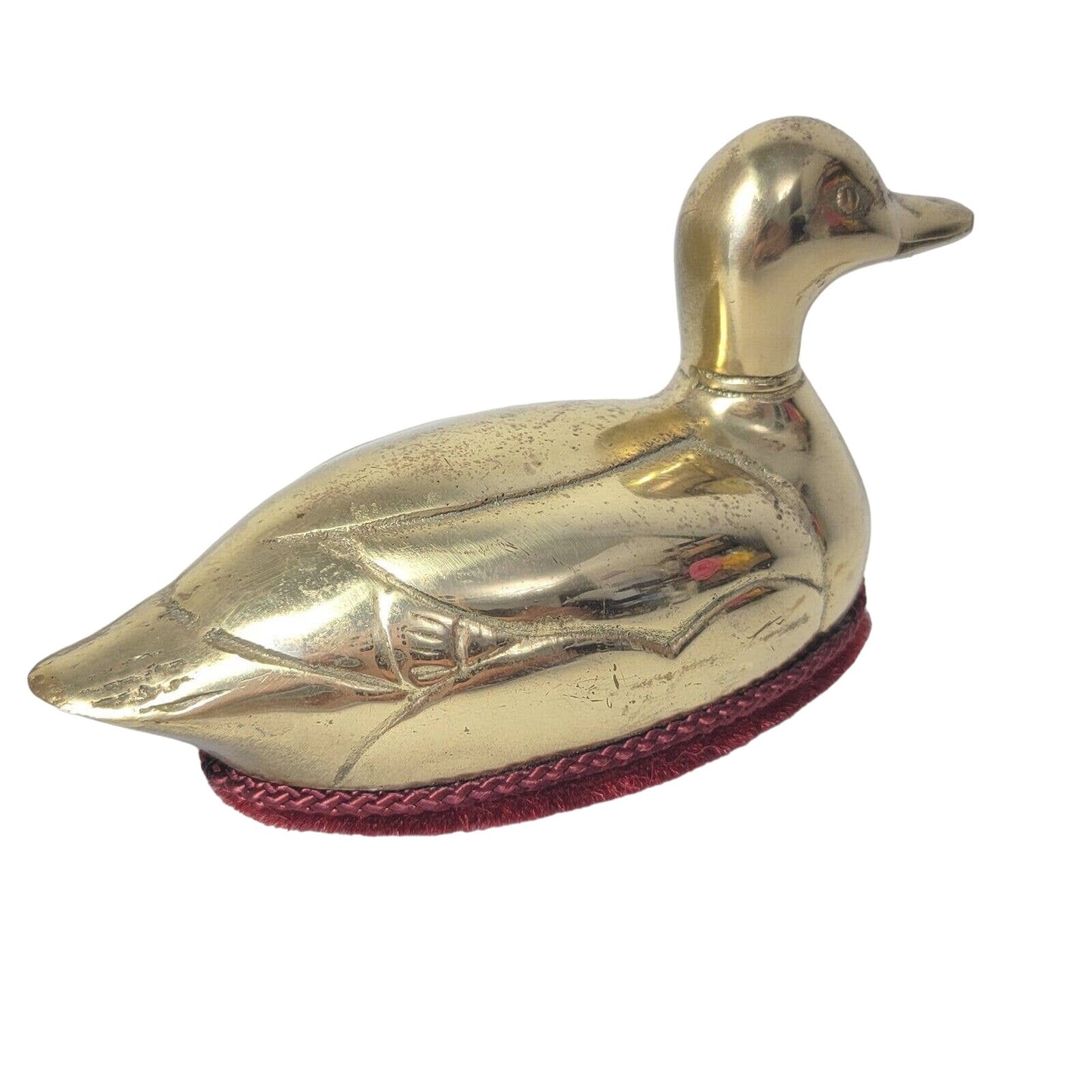 Vintage Brass Duck Lint Brush Paperweight Mallard Figurine Mr Man 1983 Office