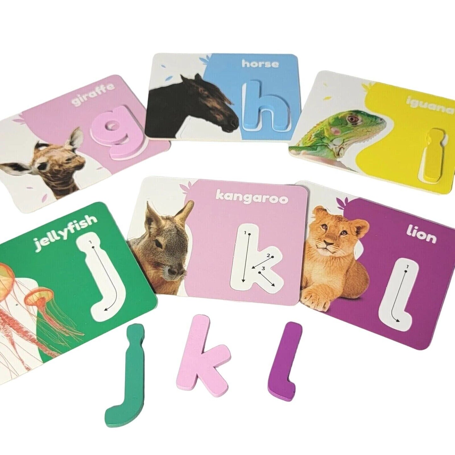 Capital & Lowercase Wooden Letters Alphabet & Animal Flash Cards Set ABC abc NIB