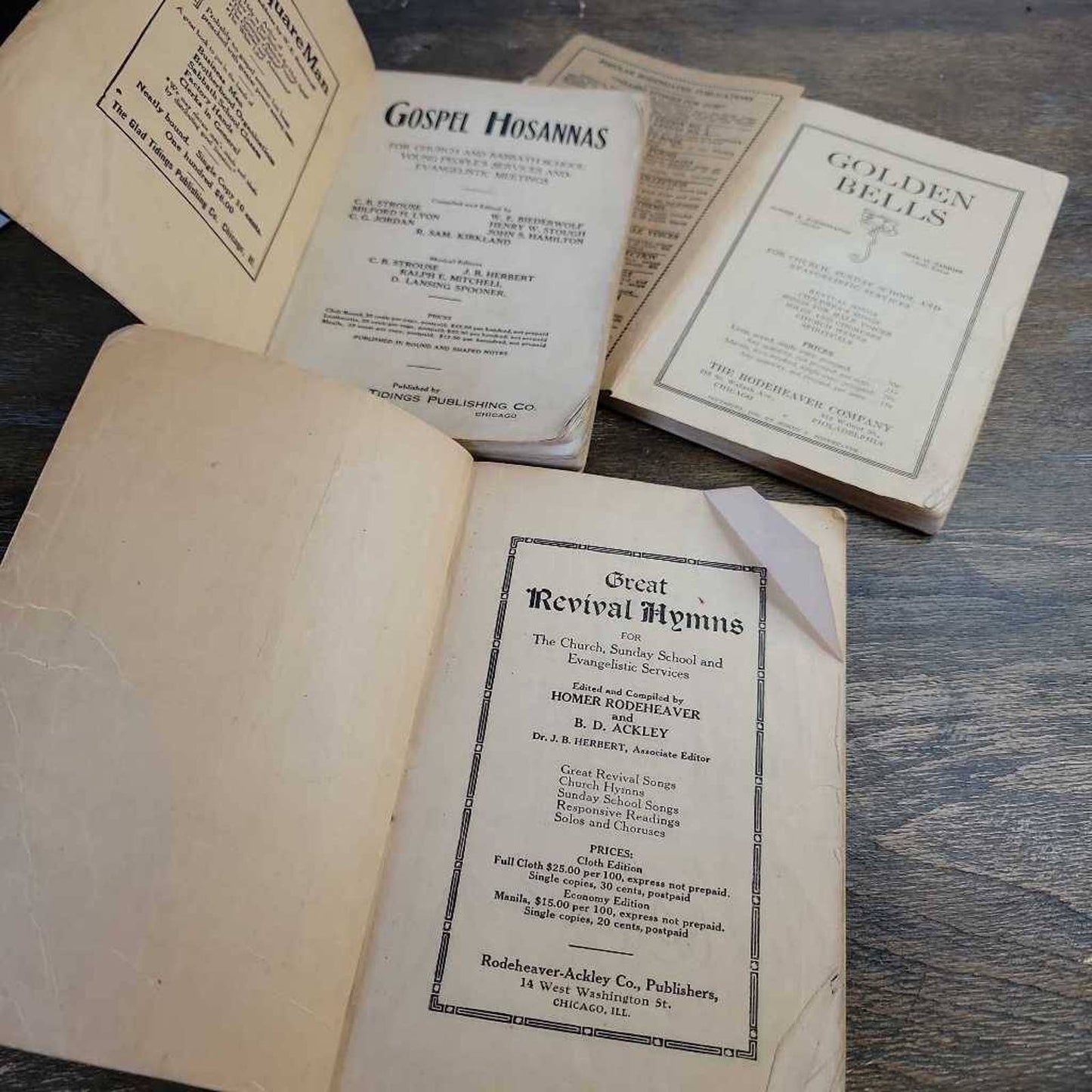 3 Antique Hymn Books Great Revival 1911-23 Christian Dark Academia Decor