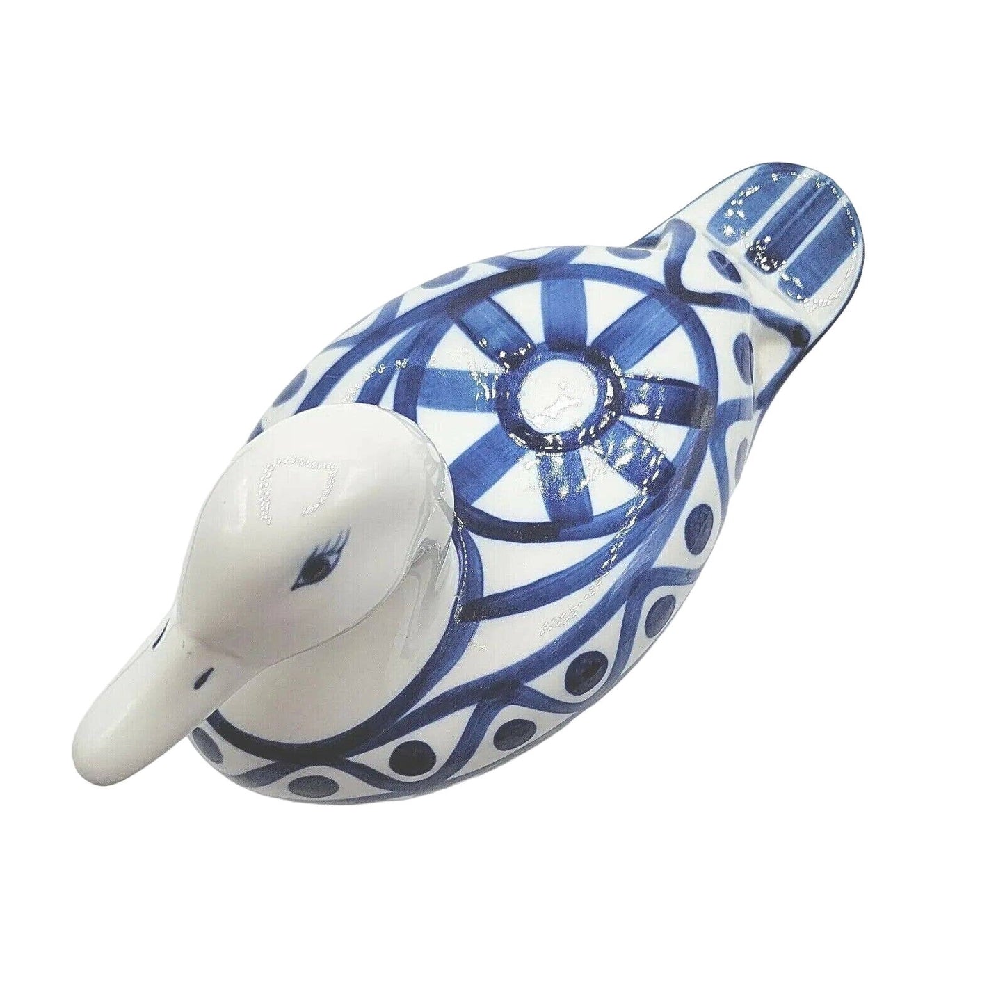 Vintage Dansk Duck Arabesque Blue & White Porcelain Duck Figurine