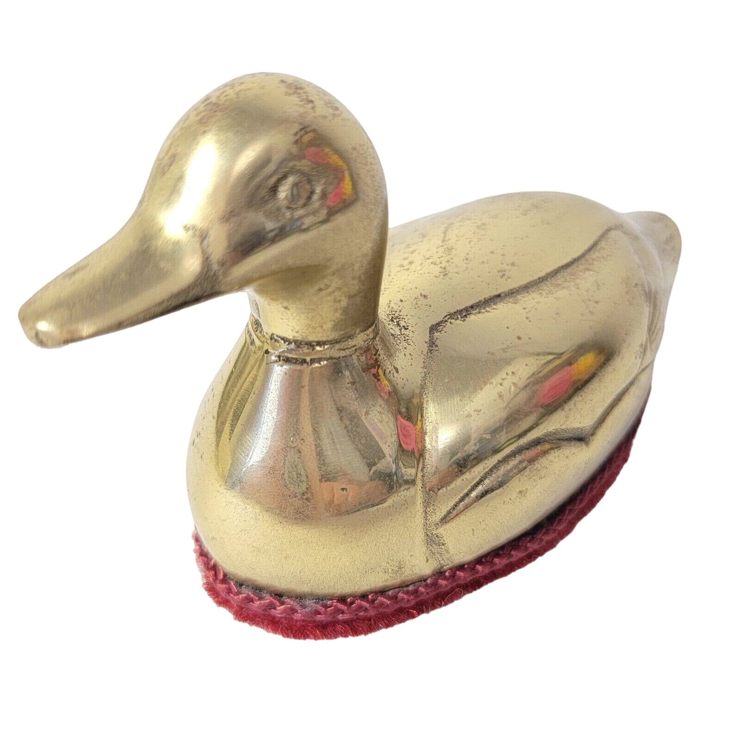 Vintage Brass Duck Lint Brush Paperweight Mallard Figurine Mr Man 1983 Office