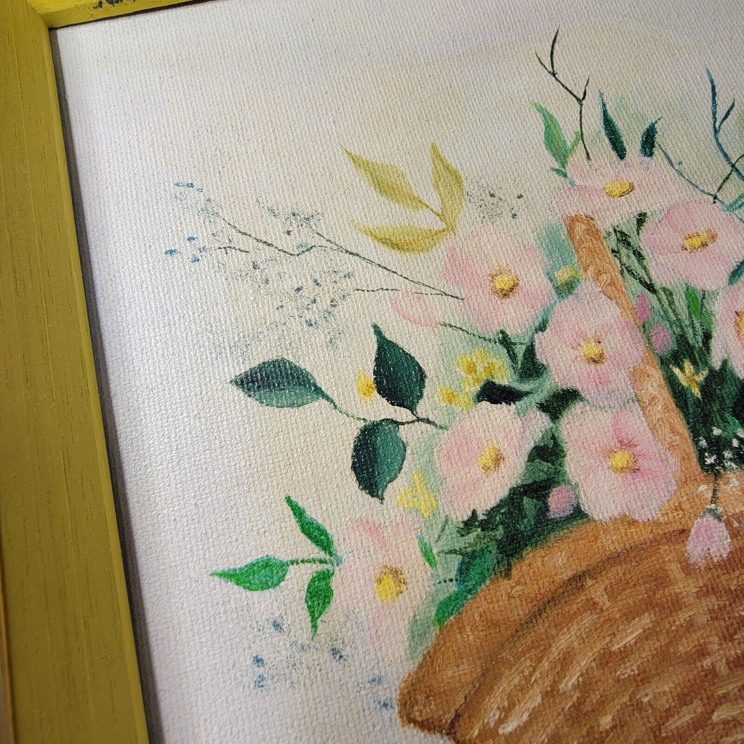 AS IS Vintage Original Floral Painting Signed 11.5 x 9.5" Easter Spring Decor