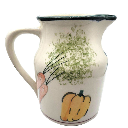 Vtg Hartstone Pottery Farmer's Market Vegetable Pitcher Hand Painted Stoneware