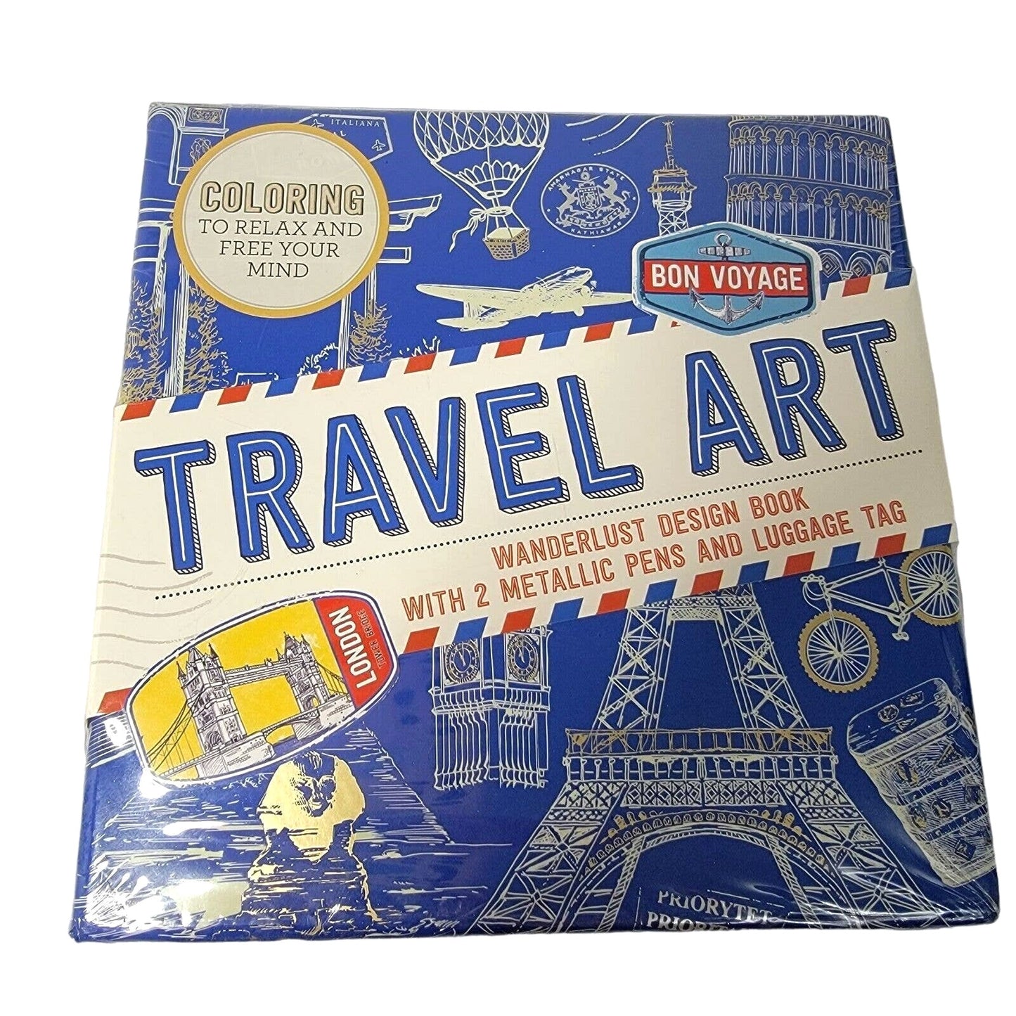 Travel Art Set World Market 2015 with Design Book, Metallic Pens, Coloring Book