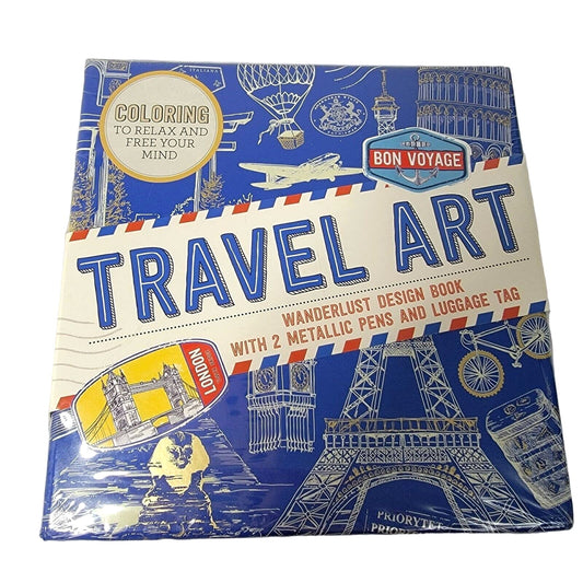 Travel Art Set World Market 2015 with Design Book, Metallic Pens, Coloring Book