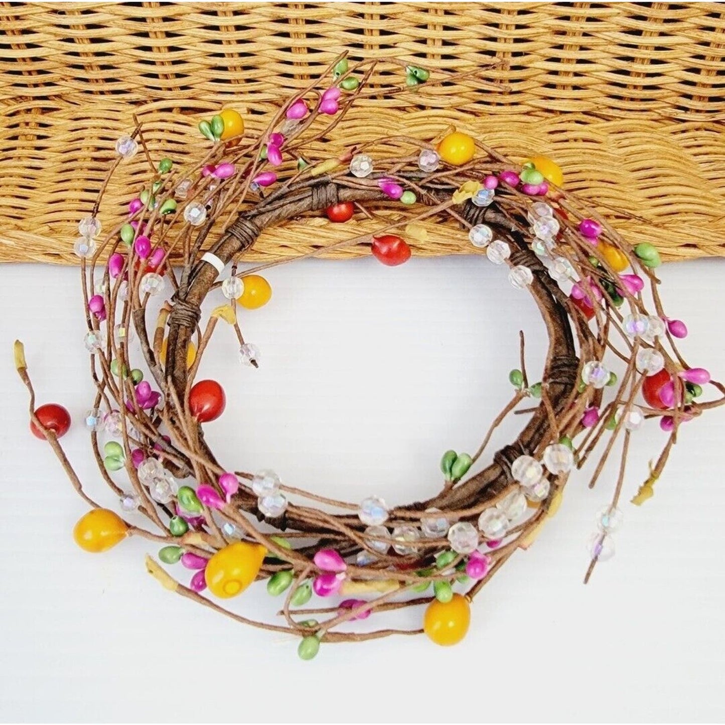 Pip Berry Candle Ring Wreath 8", Easter Egg Bird Nest, Easter Decor Spring Decor