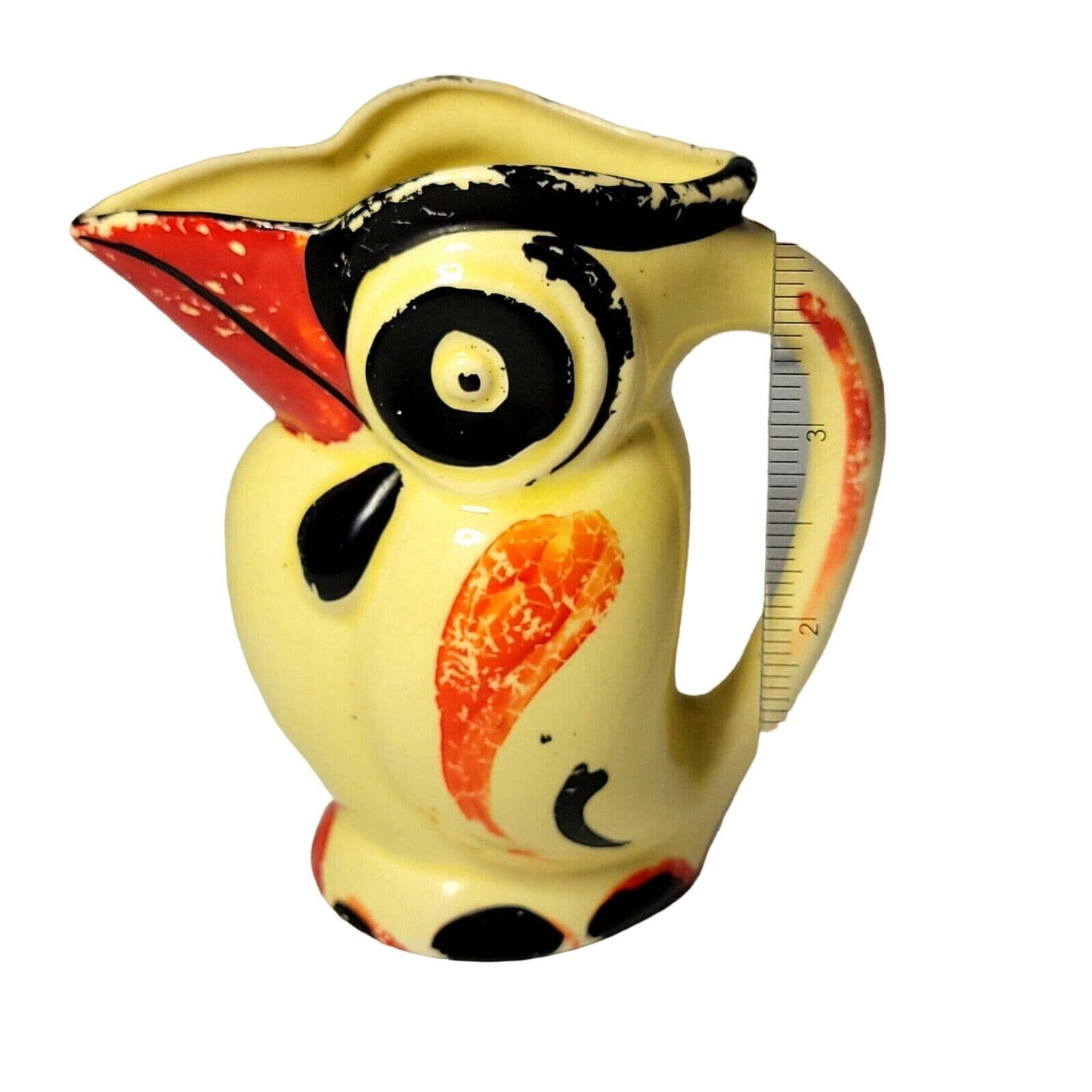 Vintage Deco Ceramic Toucan, Parrot, Kookaburra Rustic Art Deco Pitcher Creamer