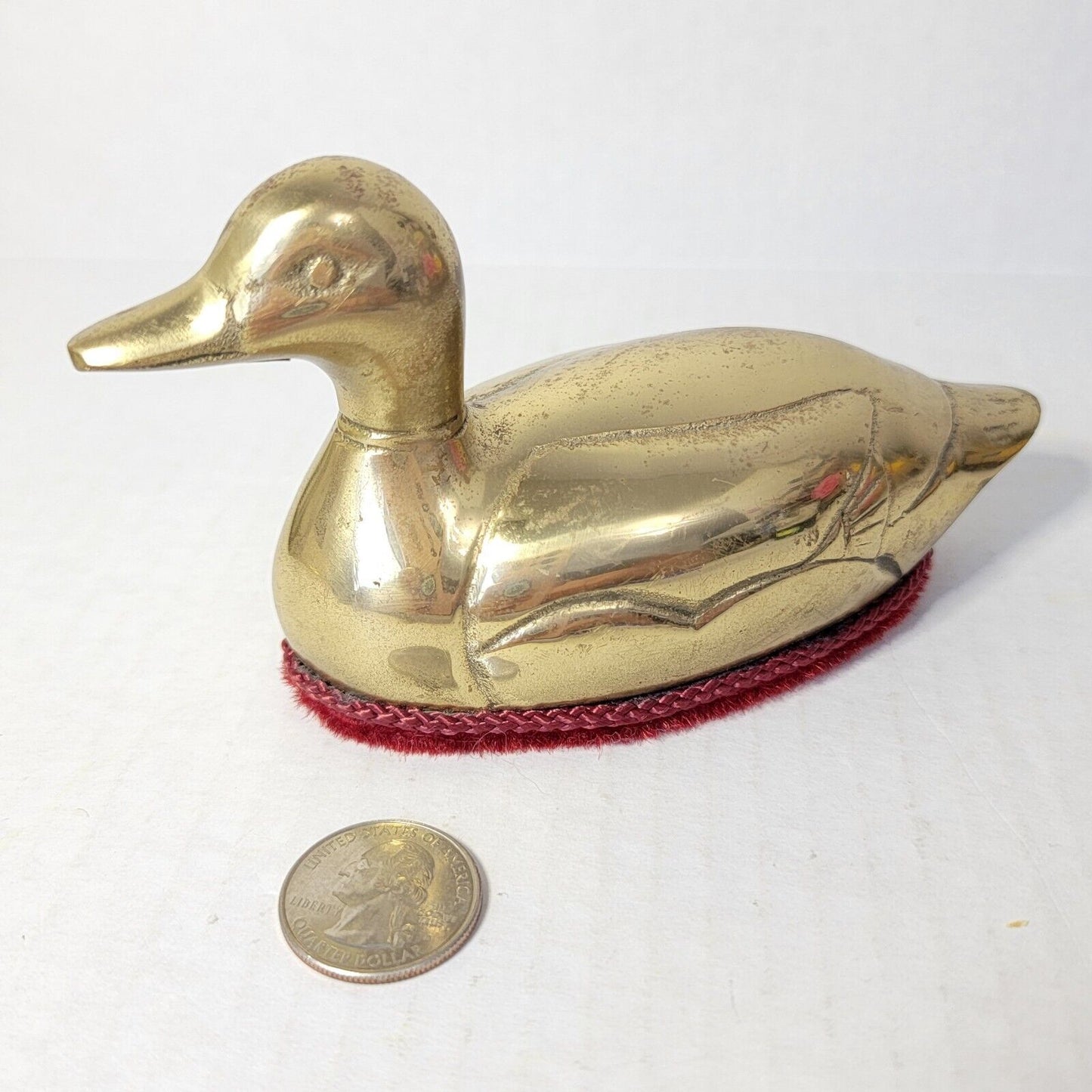 Vintage Brass Duck Lint Remover Brush / Paperweight, Brass Mallard Mr Man 1983