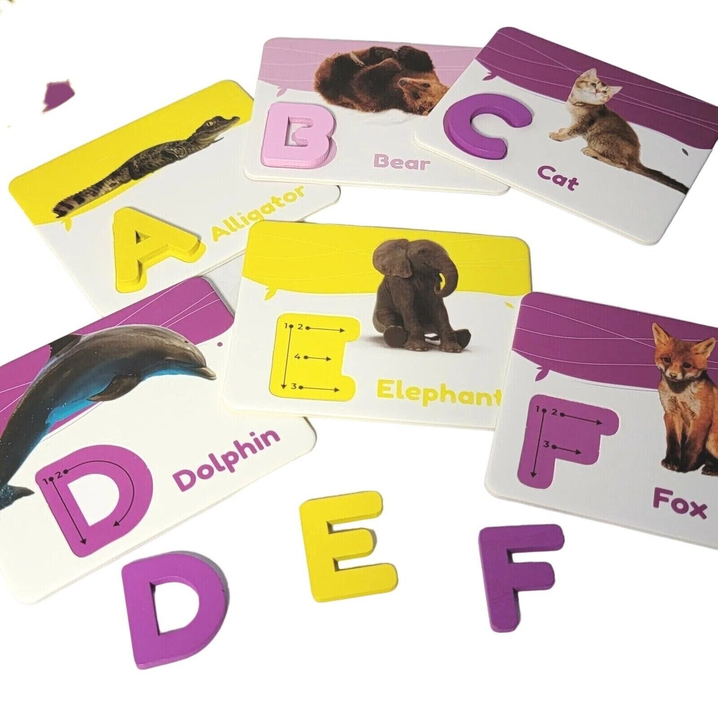 Capital & Lowercase Wooden Letters Alphabet & Animal Flash Cards Set ABC abc NIB