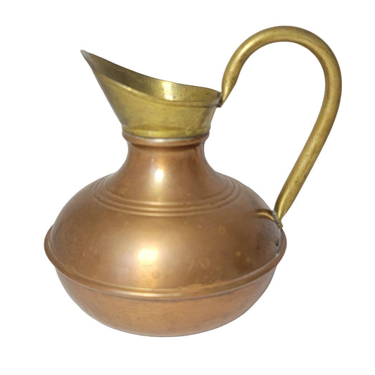 Beautiful Vintage Copper and Brass Pitcher, Brass Copper Vase