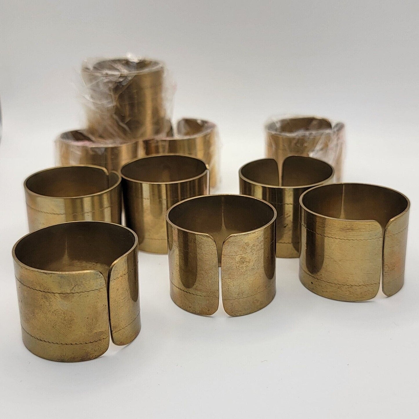 Set of 10 Solid Brass Color Napkin Ring Holders Holiday Table Decor