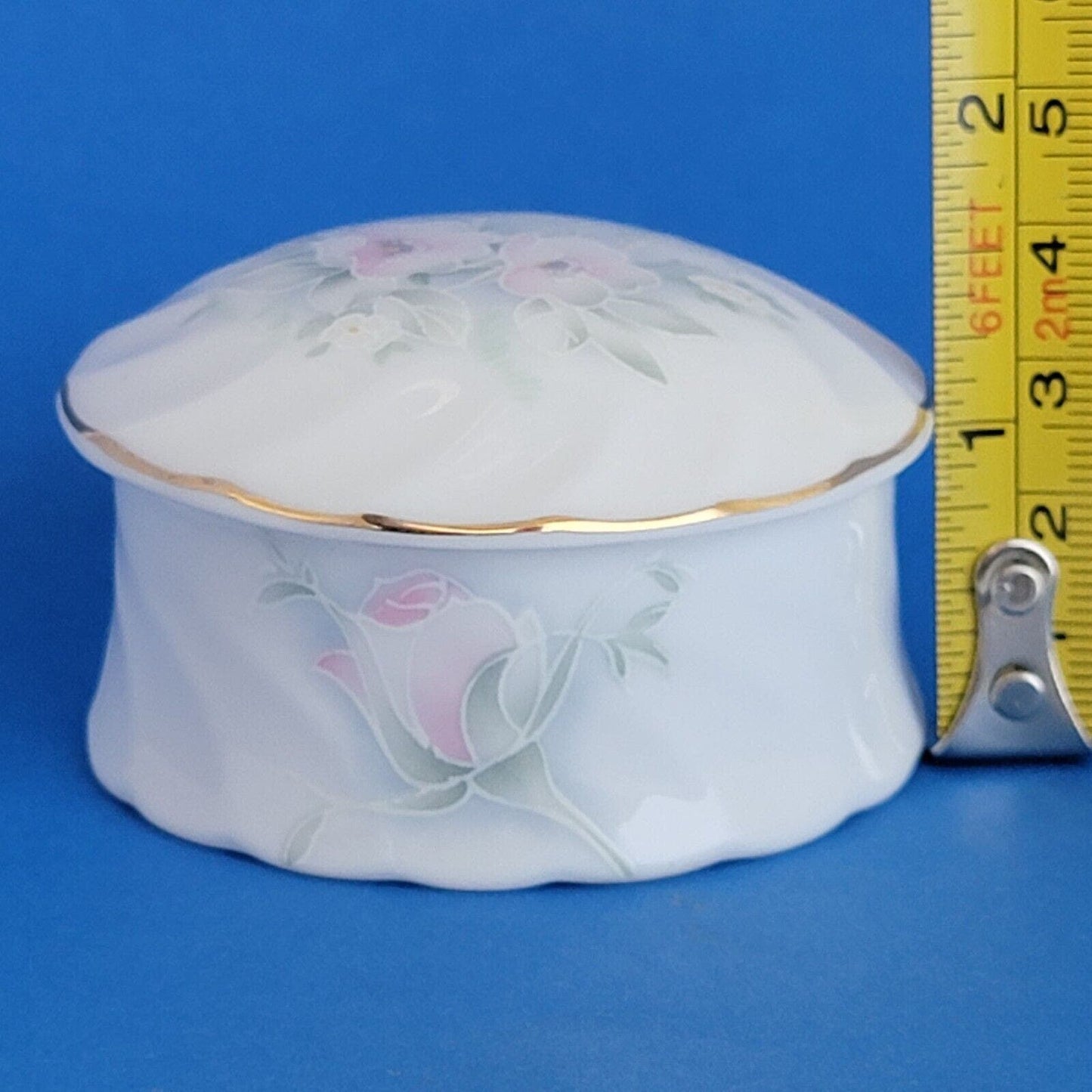 Vintage Royal Worcester Spode Trinket Box, Hammersley England Floral Gold Trim