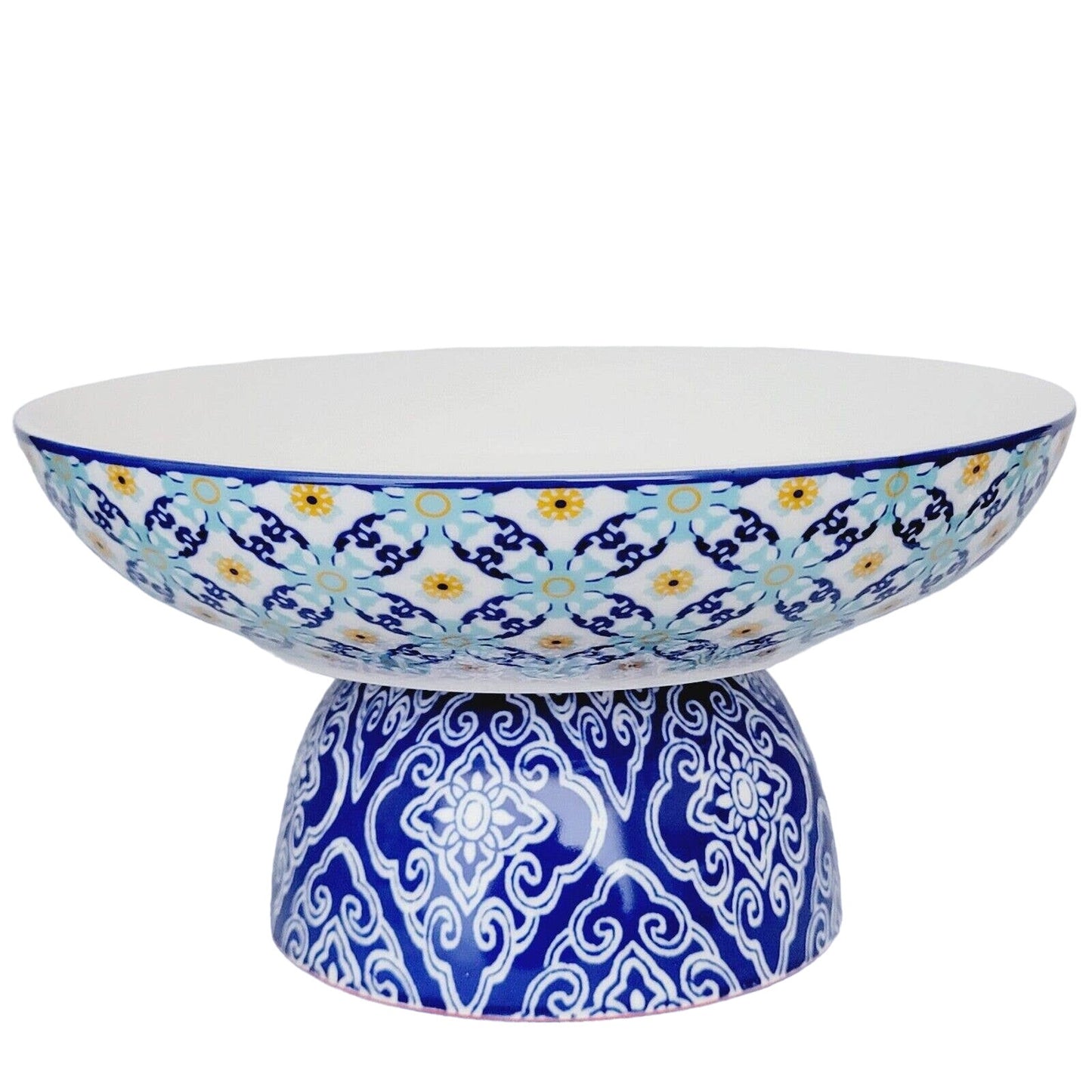 Ceramic Pedestal Fruit Bowl / Console Bowl Made from 2 Decorative Bowls, Glued