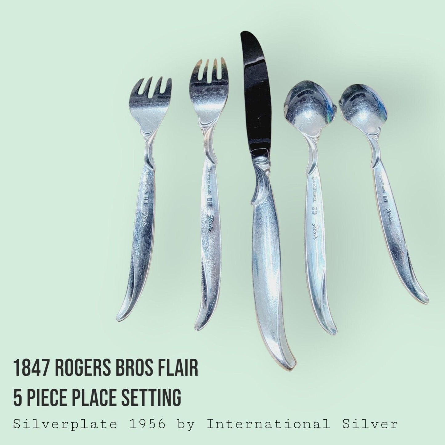 Vintage 1847 Rogers Bros FLAIR Silverplate 5-Piece Place Setting
