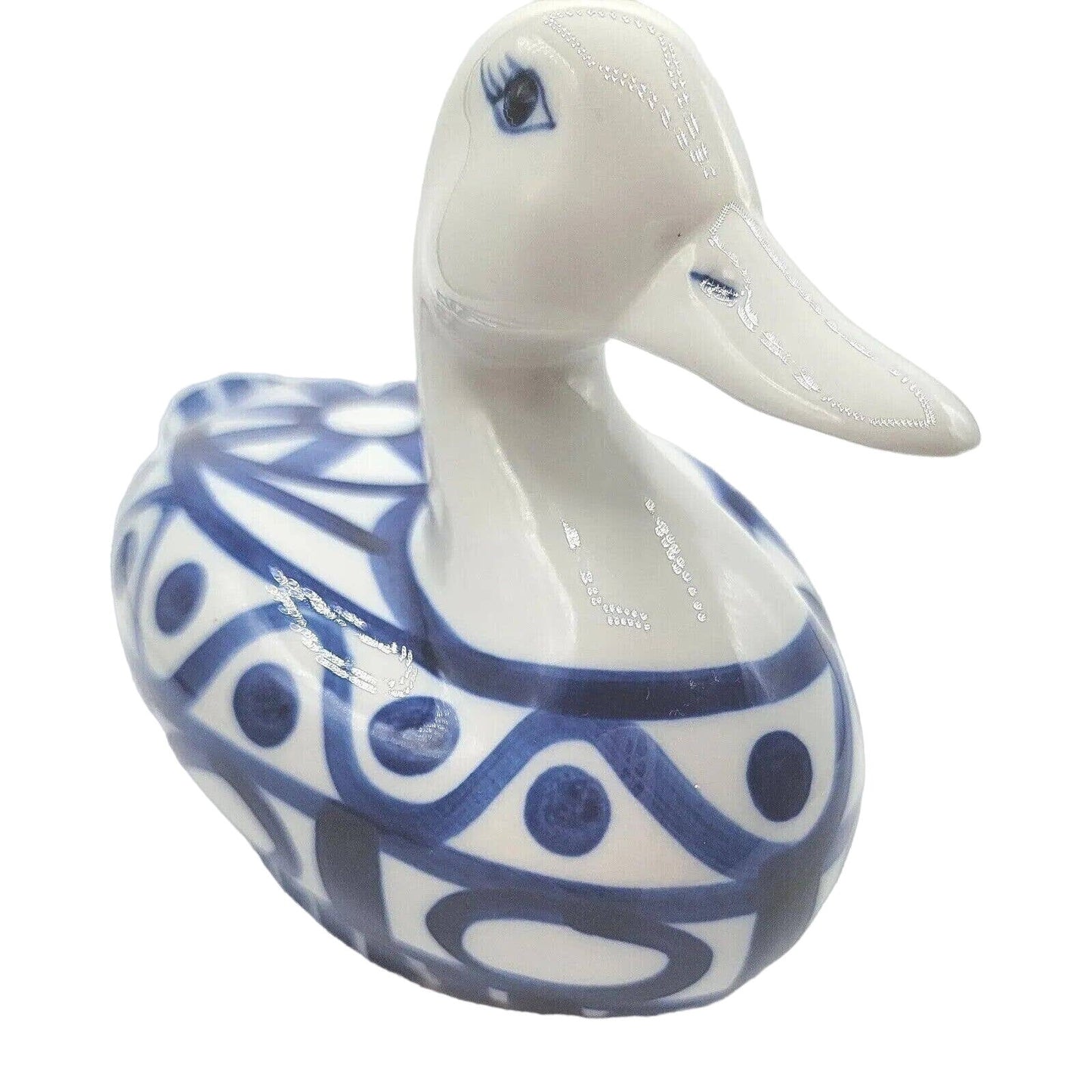 Vintage Dansk Duck Arabesque Blue & White Porcelain Duck Figurine