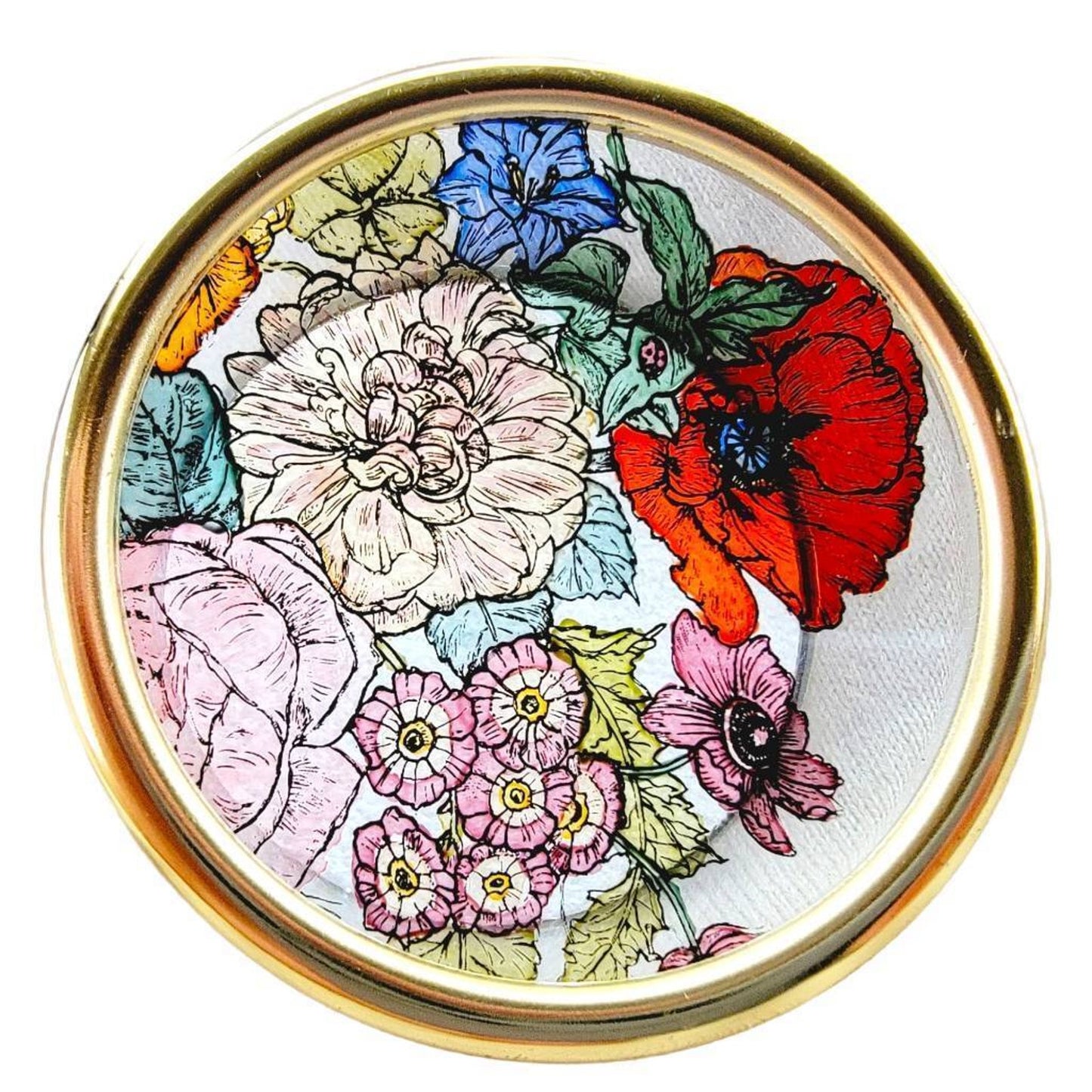 Vintage Decorative Stained Glass Scotland Floral Trinket Box Hand Painted 2 3/4"