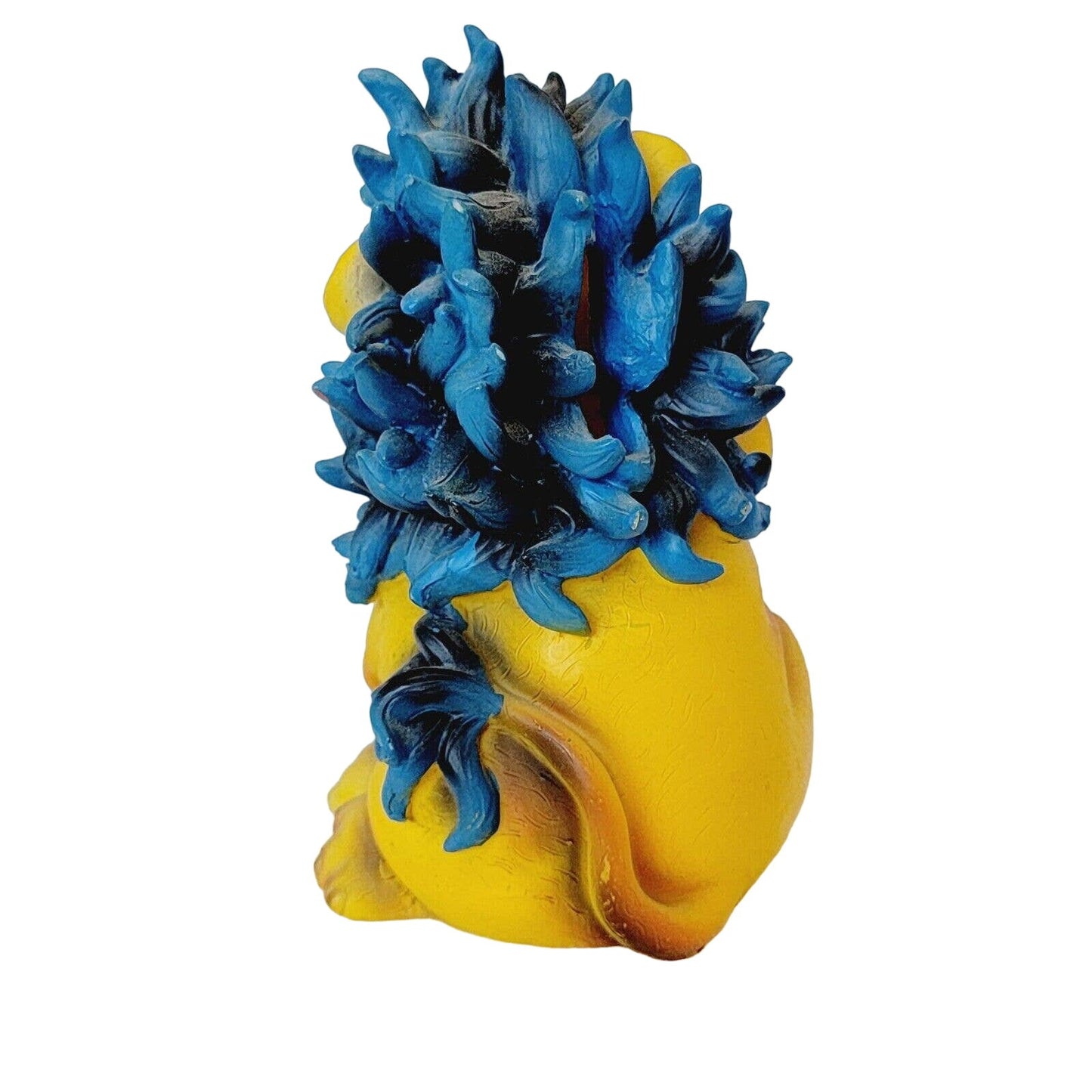 Vintage Lion and Crow Piggy Bank Blue Mane Retro Animal Figurine Coin Bank