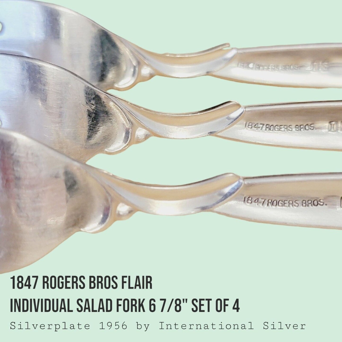 Vintage 1847 Rogers Bros FLAIR Silverplate Salad Forks 6 7/8" MCM SET of 4