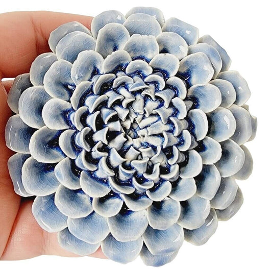 Jayson Home Zinnia Flower Ceramic Flower Decorative Paperweight Indigo Blue