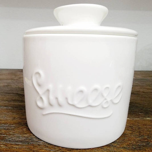 Sweese French Butter Bell Butter Keeper Crock White Ceramic Country Home 4"