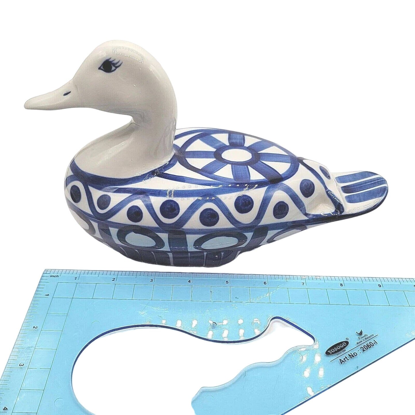 Vintage Dansk Duck Arabesque Blue & White Porcelain Duck Figurine