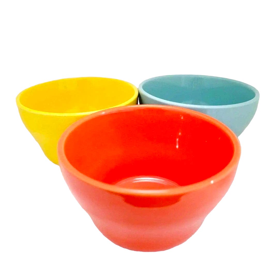 Sweese 8oz Dessert Bowls Porcelain Bouillon Cups Set Ramekins Orange Yellow Blue